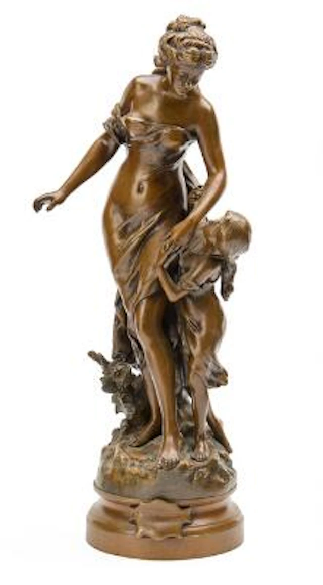 Mathurin Moreau: Figural group in bronze. Signed Math. Moreau. Weight