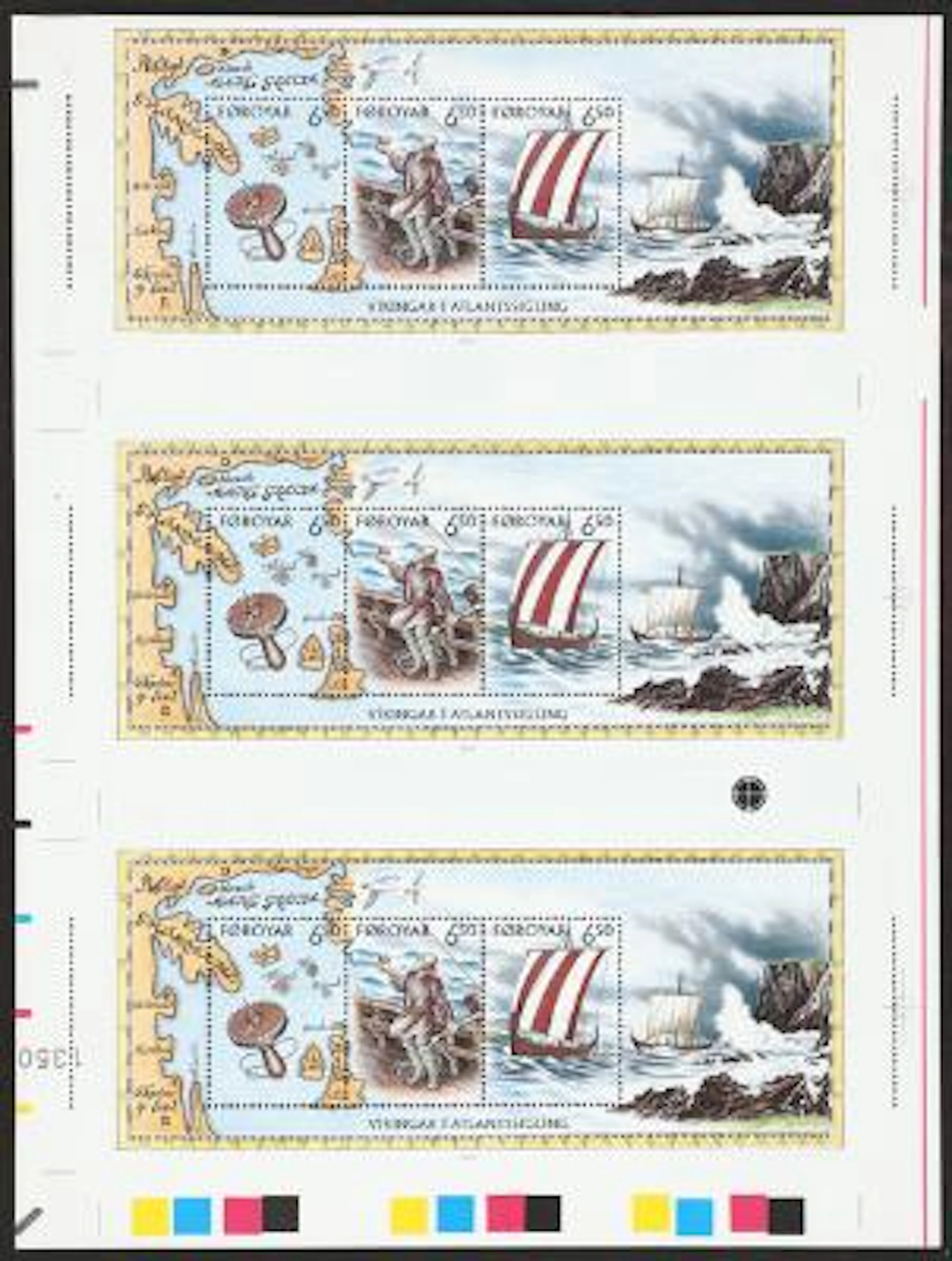 2002. Vikings in the North Altantic, block issue. Original printers