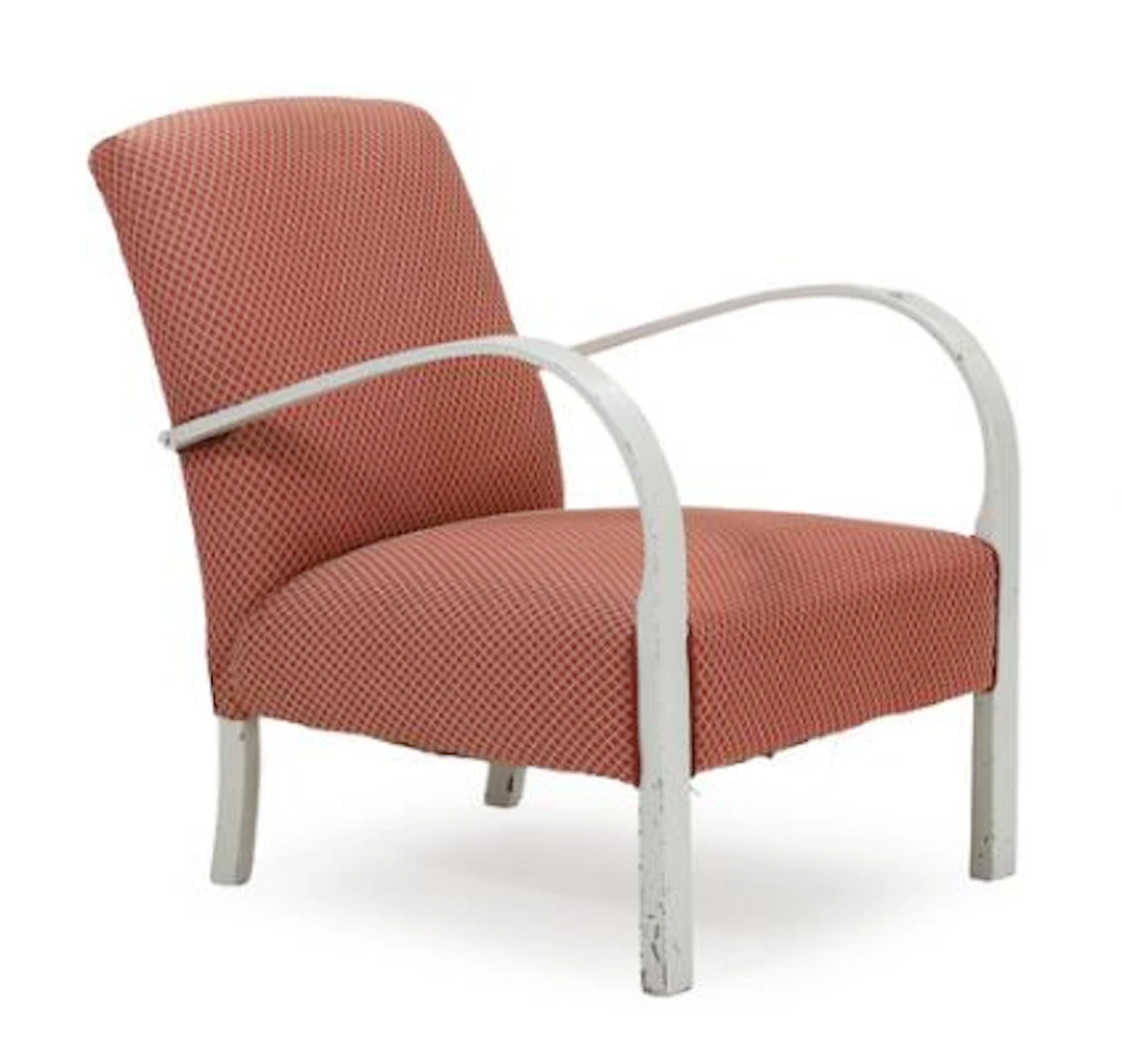 Fritz Hansen, ascribed to: Armchair with frame of white-painted wood