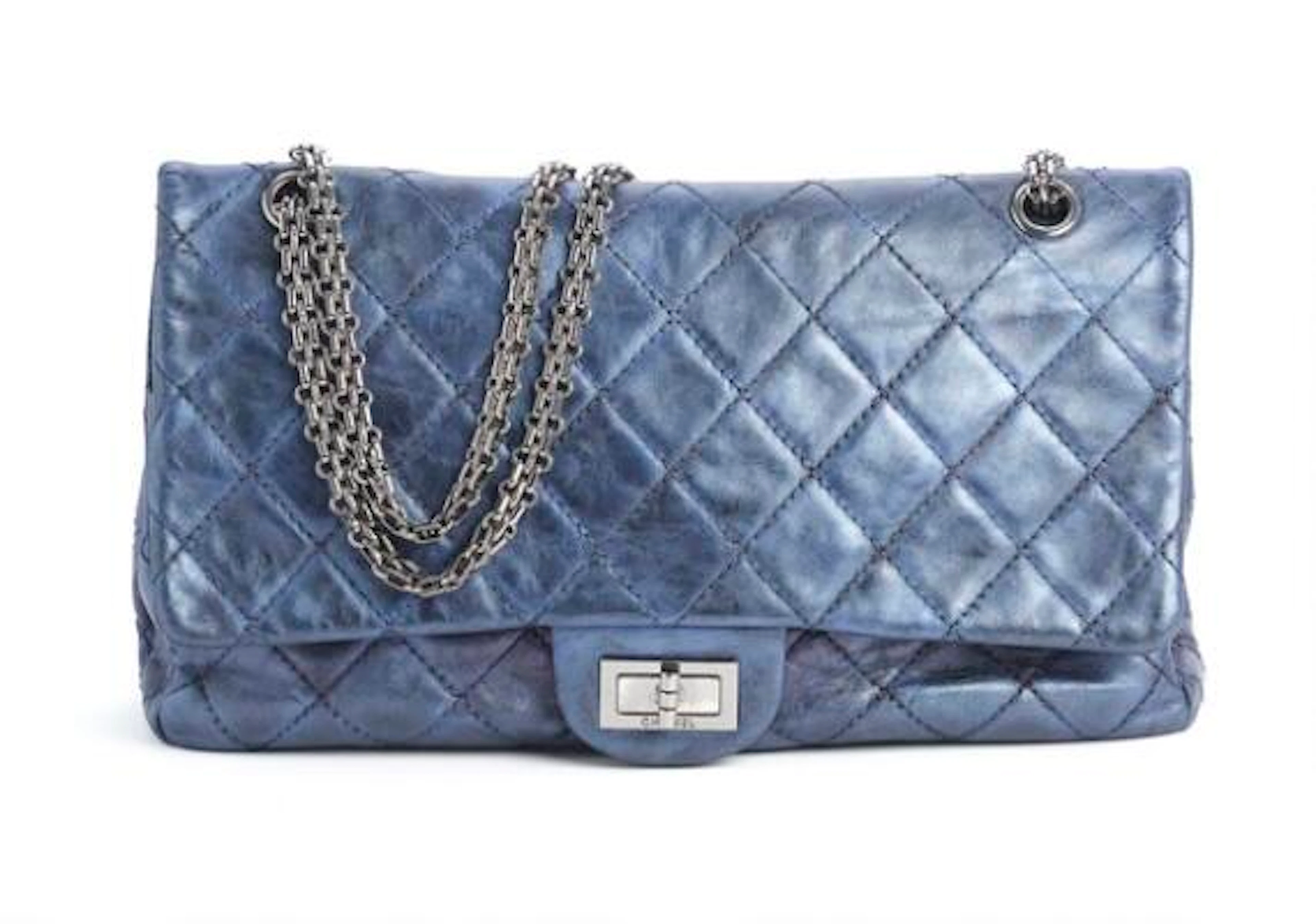 Chanel: A "Reissue" bag of dark blue metallic quilted leather with