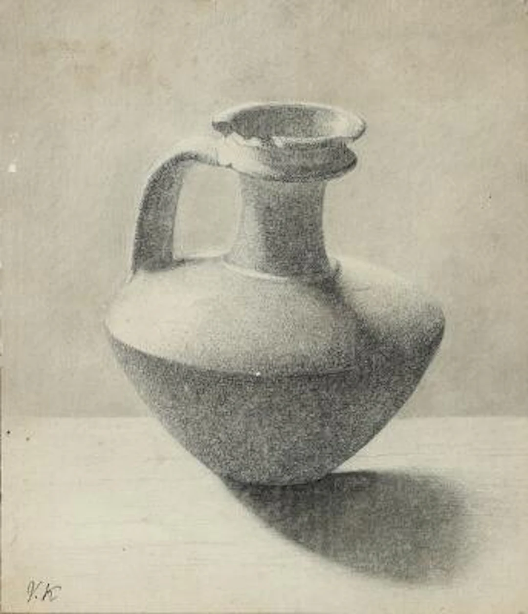 Unknown artist, 19th–20th century.: A Greek vase. Signed V. K. Pencil