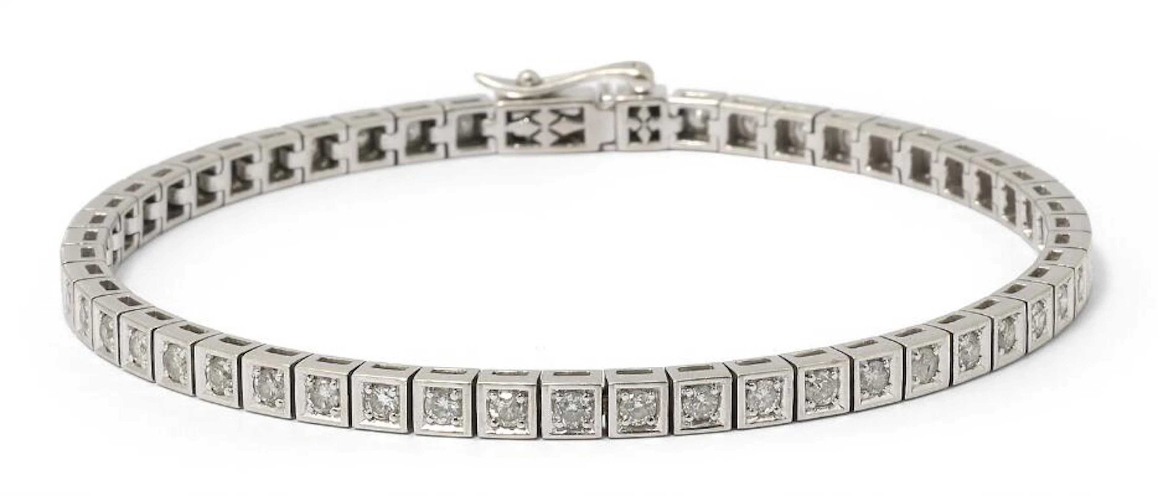 A diamond bracelet set with numerous brilliant-cut diamonds, mounted