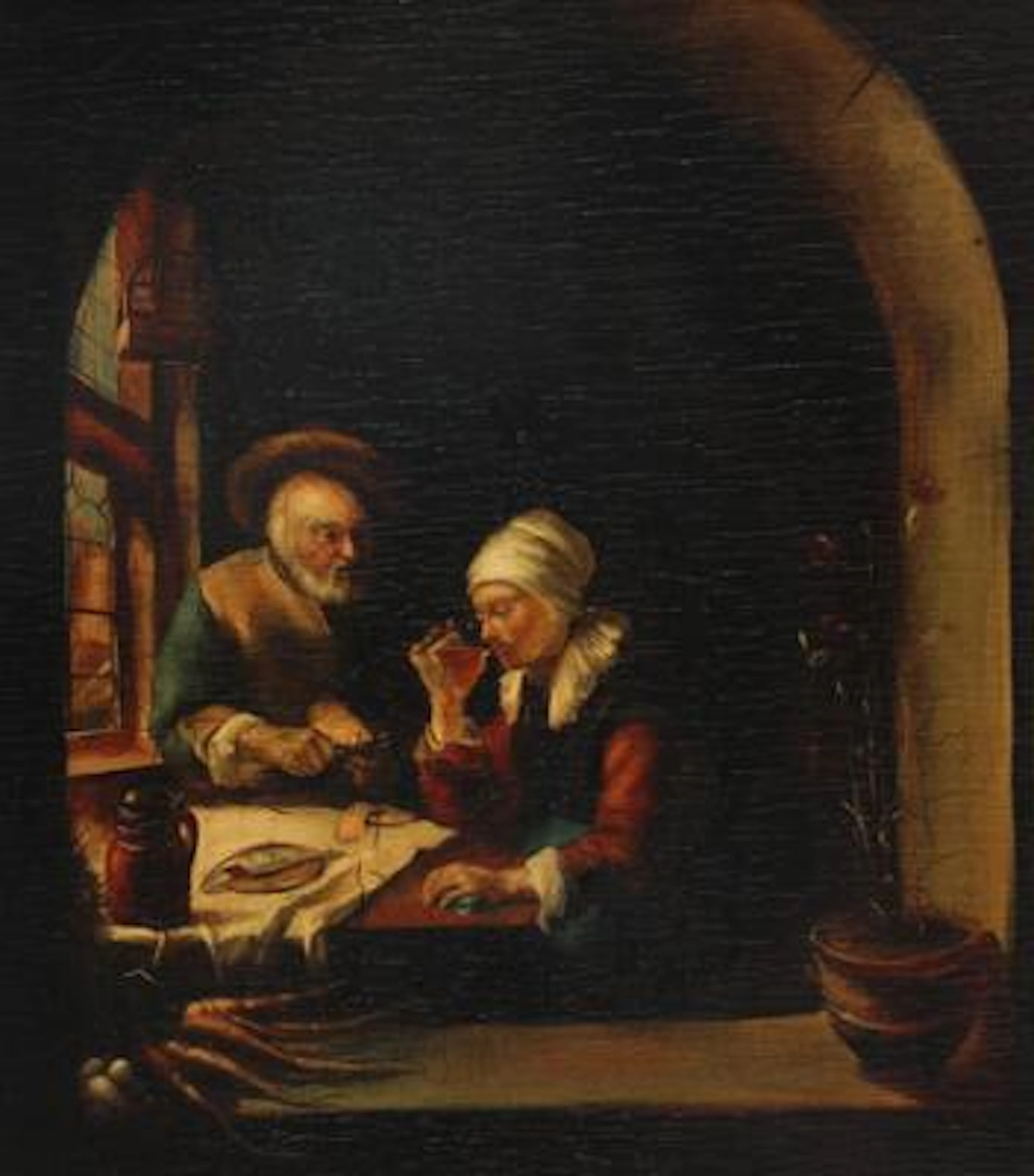 Frans van Mieris, after, 19th century: The peasant meal. Unsigned.