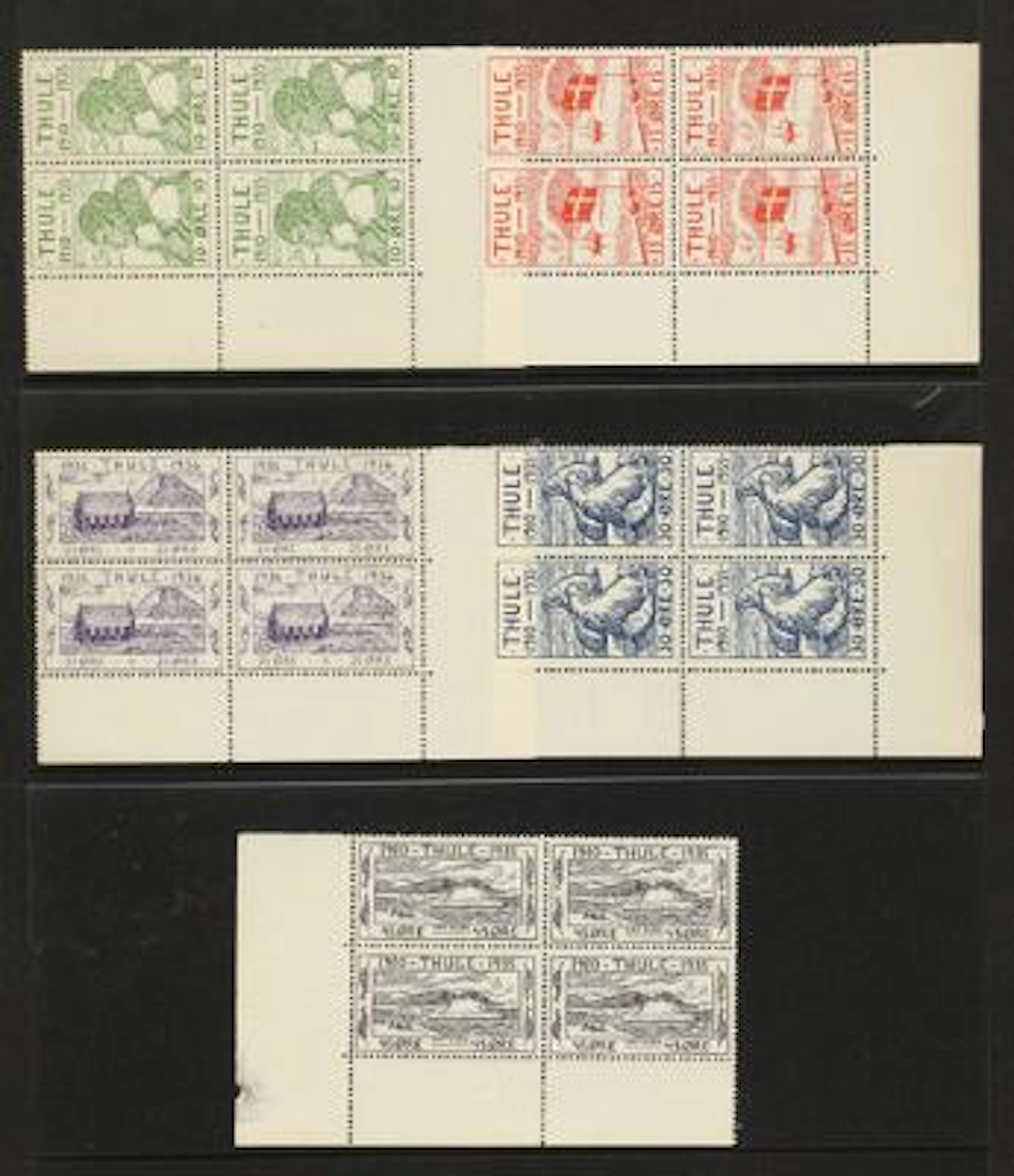 Greenland. 1935-1974. Fine collection marginblocks of 4, starting