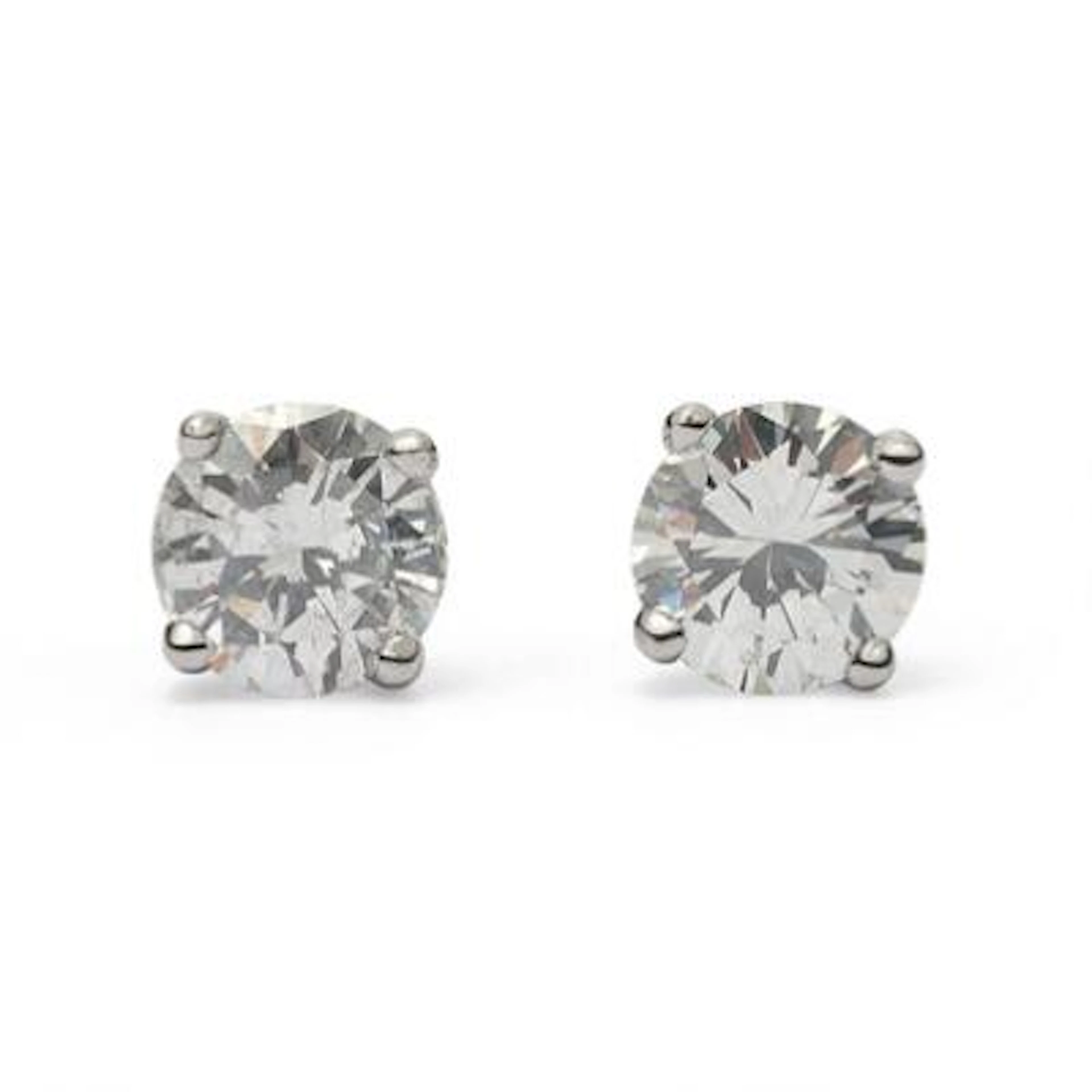A pair of diamond ear studs each set with a brilliant-cut diamond