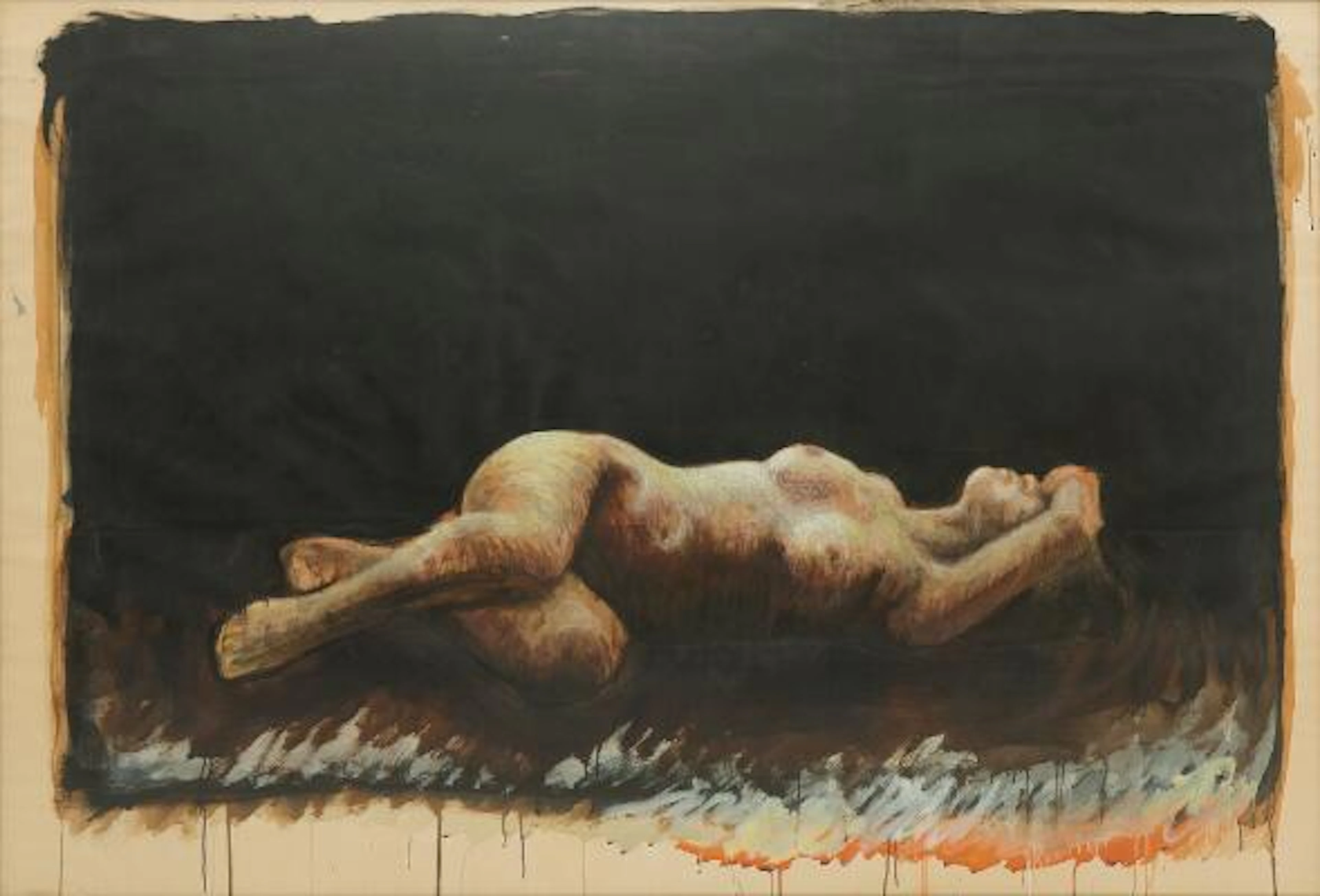 Kurt Trampedach: Laying woman. Unsigned. Mixed media on paper. Visible