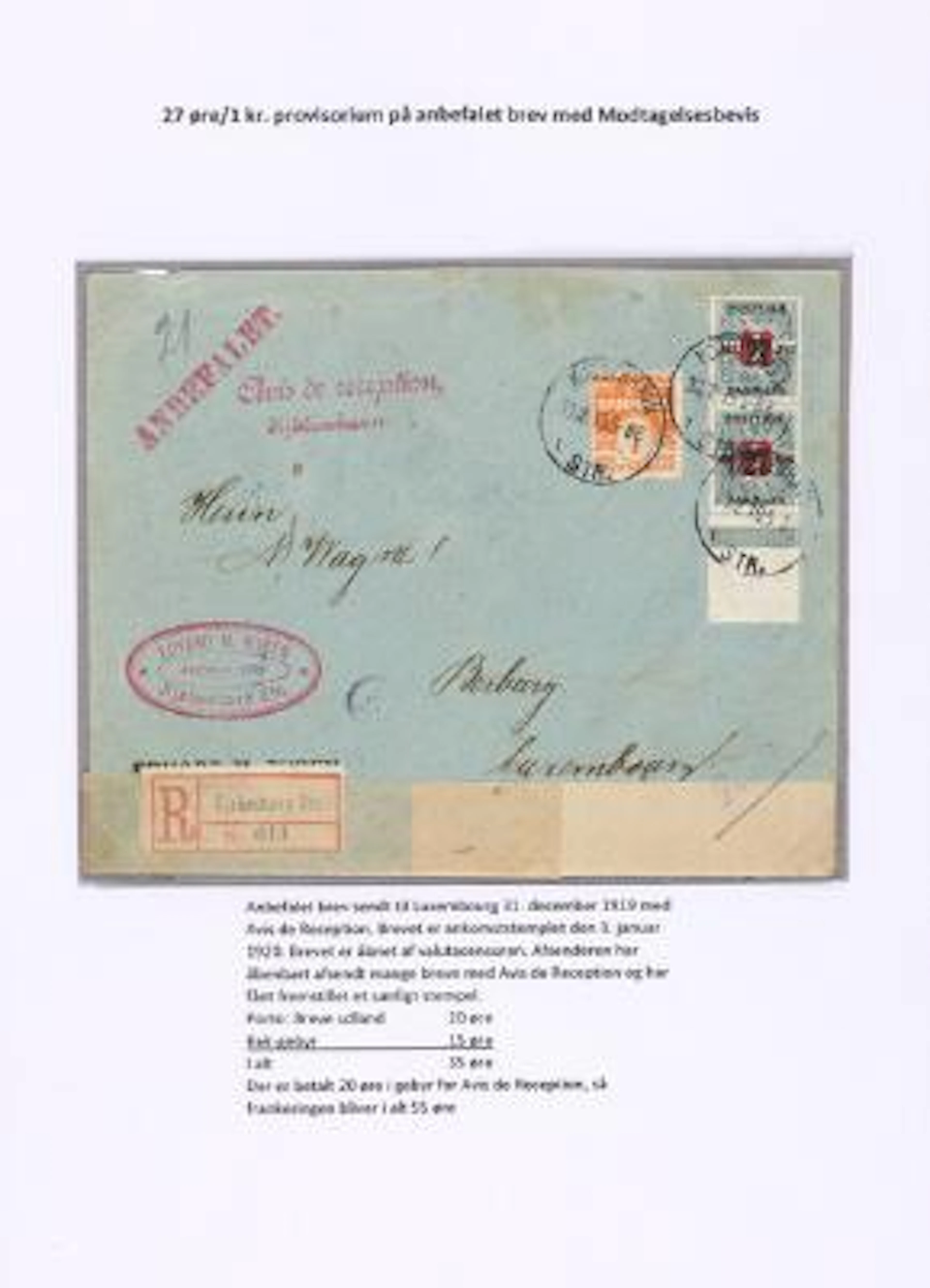 Denmark. Covers. Avis de Reception. Very interesting and unusual collection