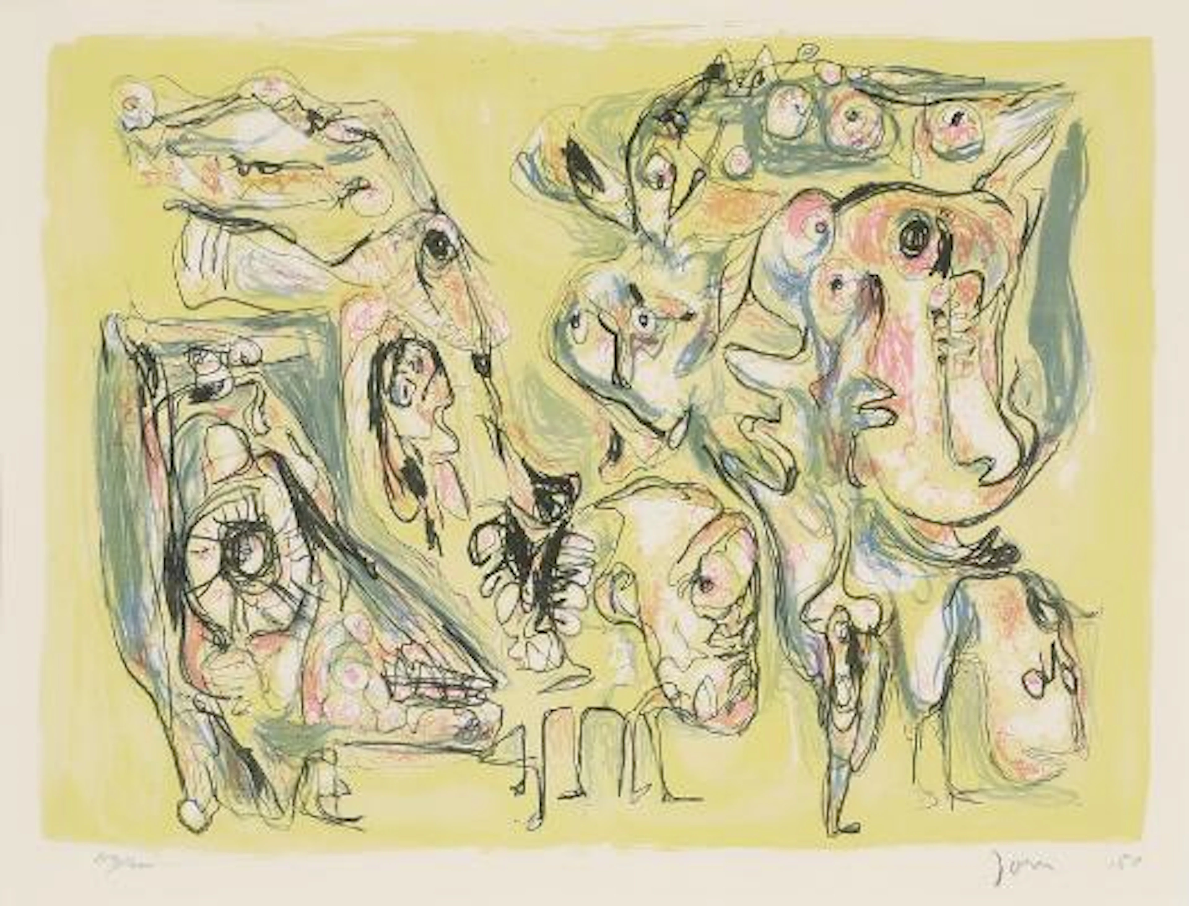 Asger Jorn: “Le forêt Demivierge”. Signed Jorn, 1955. Lithograph in