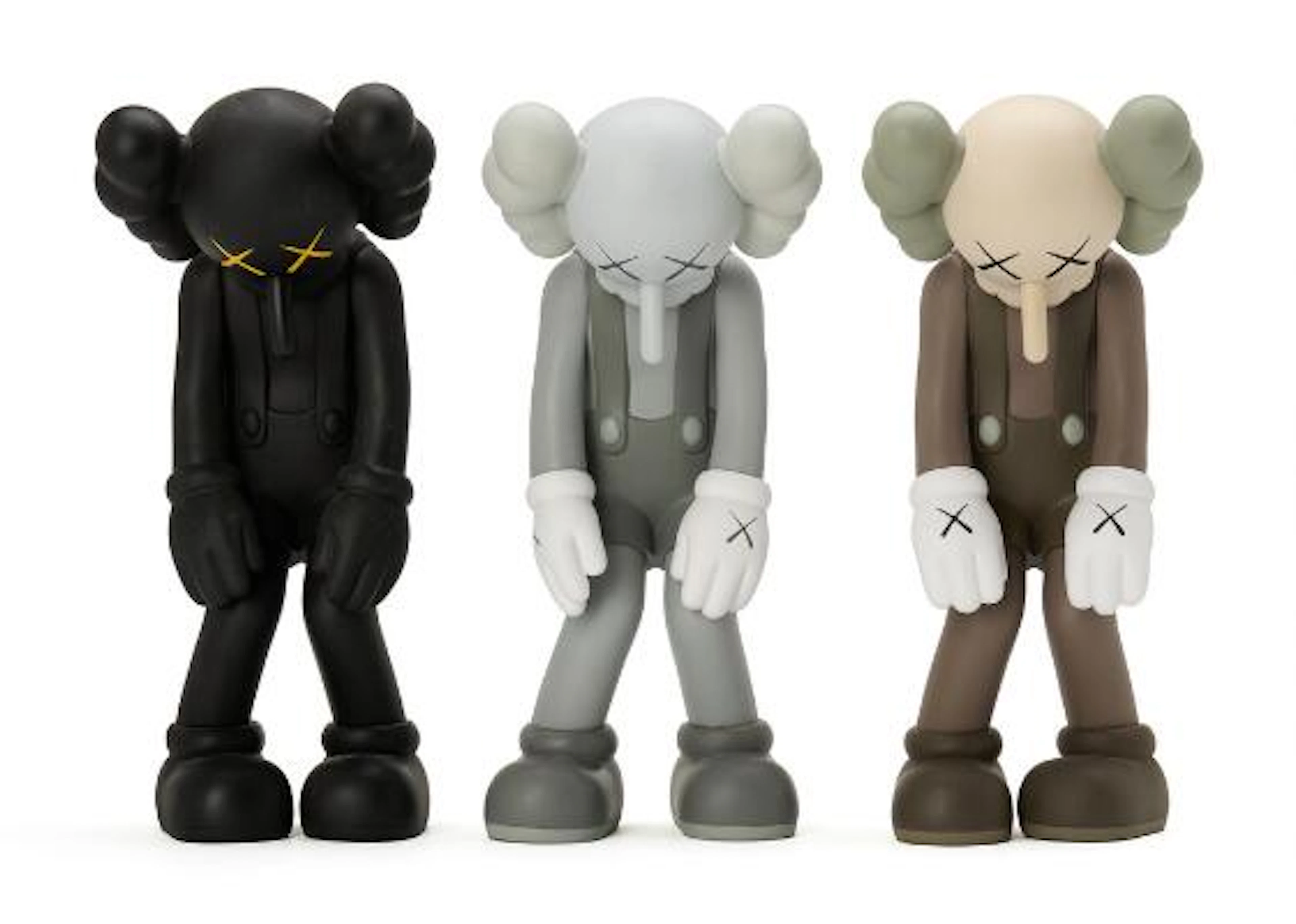 KAWS: “Small Lie”. Complete set of three sculptures. Signed in the