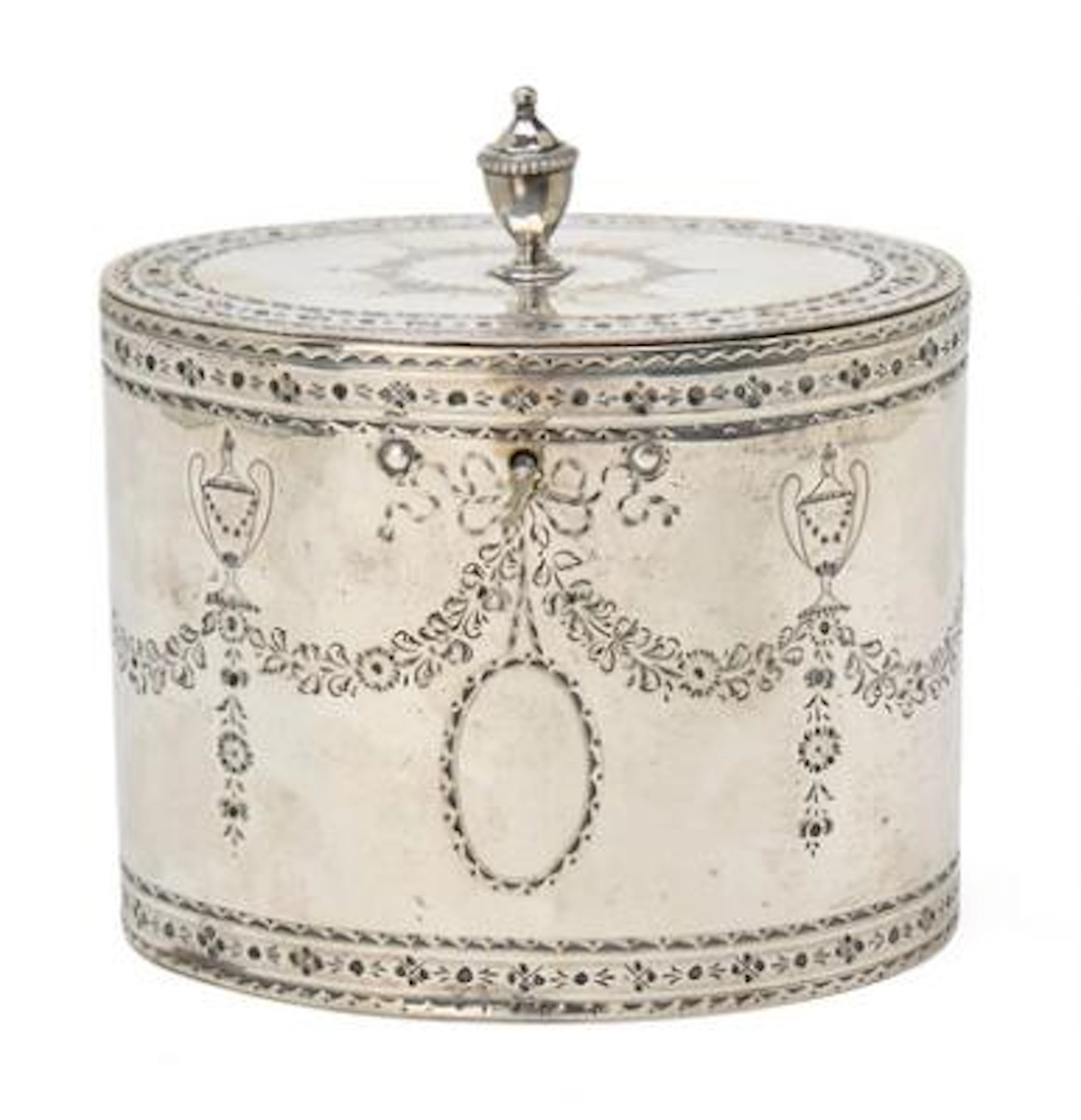An English George III sterling silver sugar box. Maker Robert Hennell