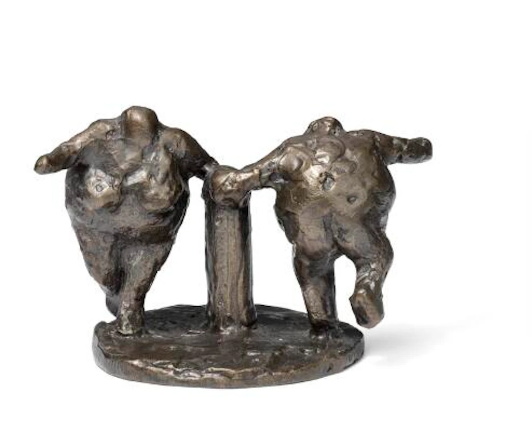 Keld Moseholm: A couple in circular movement. Stamped KM 0-8. Patinated