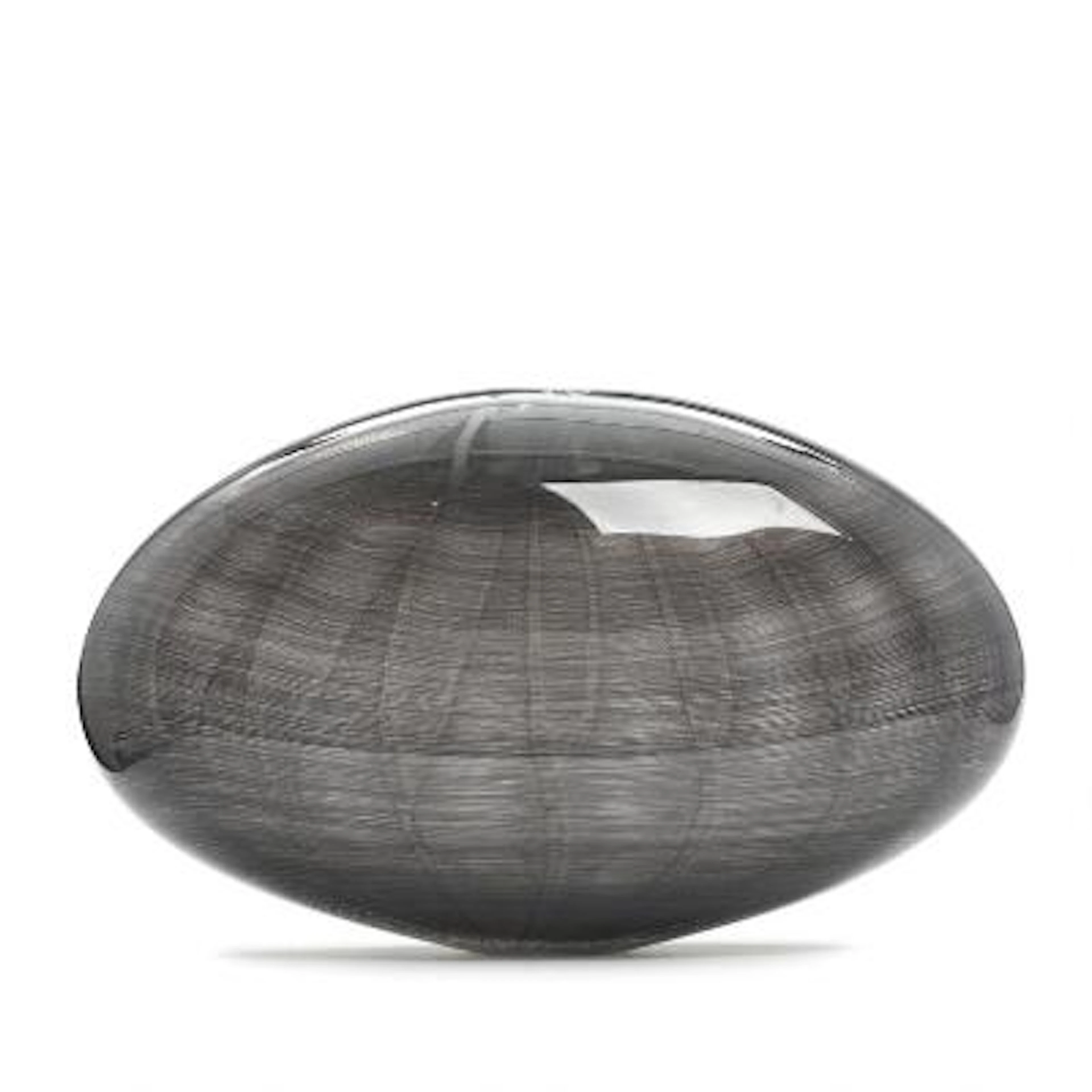 Tobias Møhl: An oval clear glass vase with inlaid black web pattern.