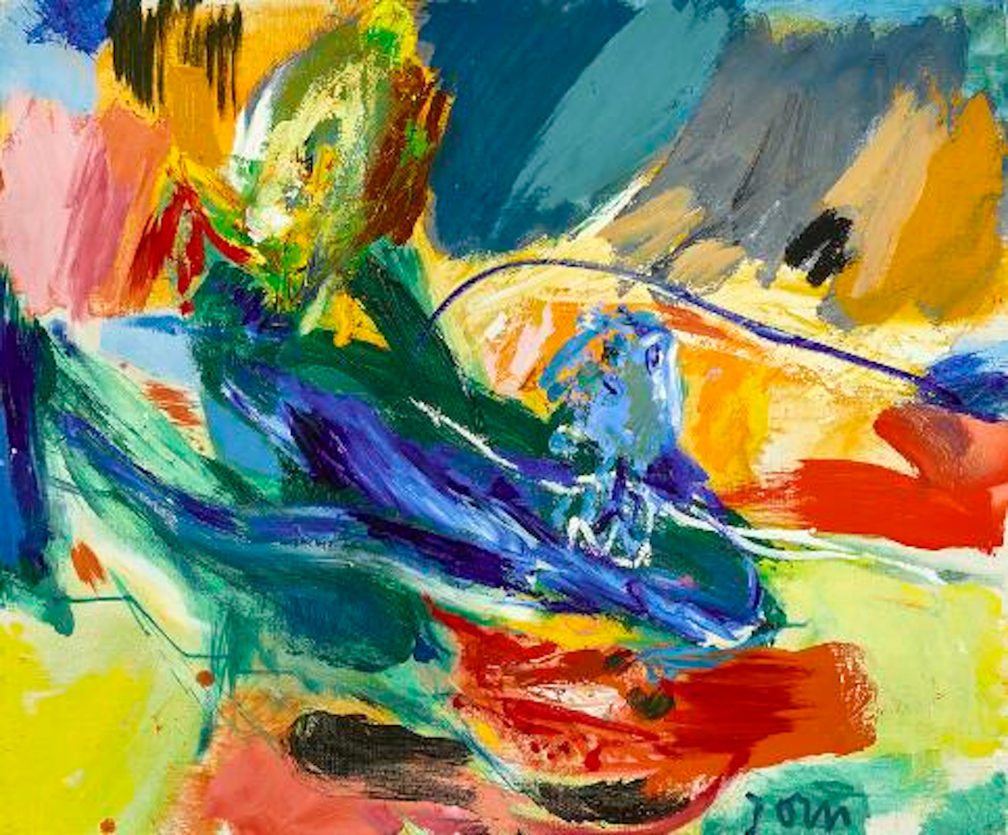 Asger Jorn: "Up and Downhill", 1966. Signed Jorn and on the reverse.
