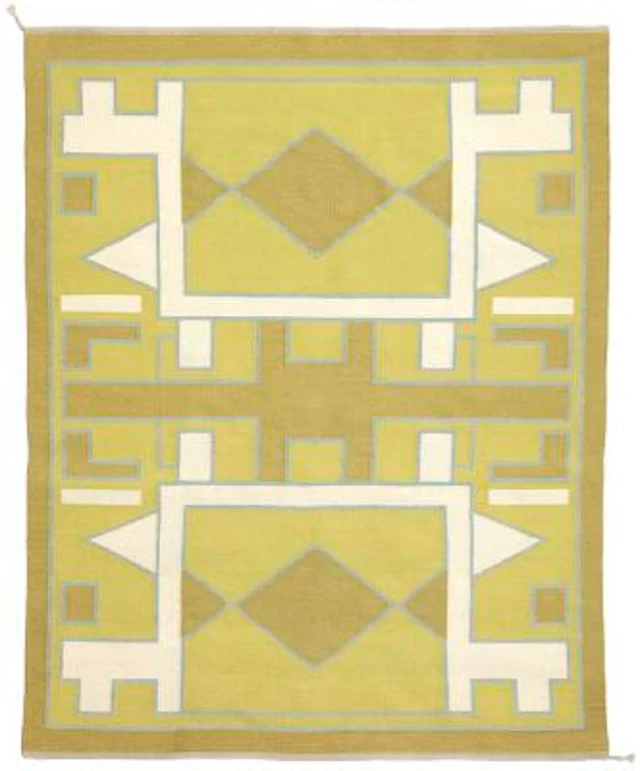 Anna Thommesen: A handwoven wool carpet in flatweave technique. Geometric