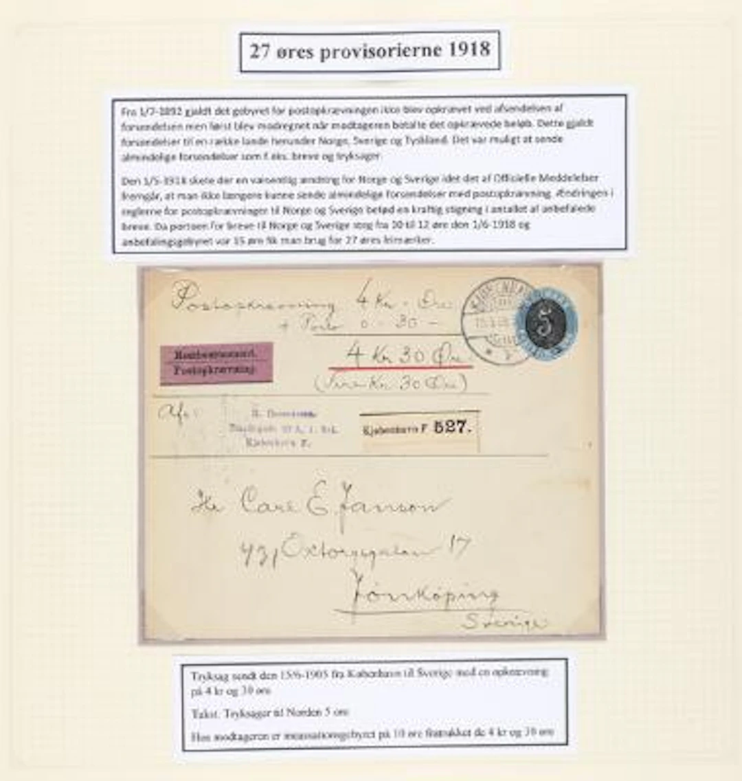 Denmark. 1918. 27 Øre Surcharges. Exceptional exhibition collection