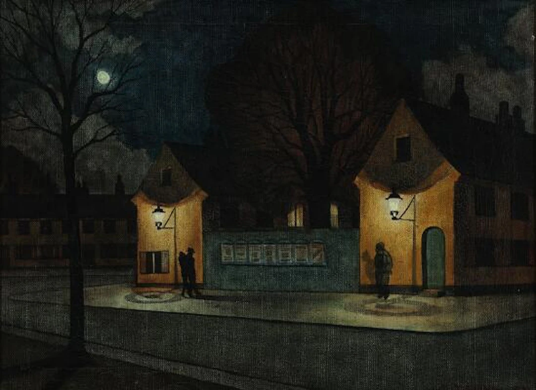 Harald Engman: Scene from Nyboder. Signed Harald Engman. Oil on canvas.