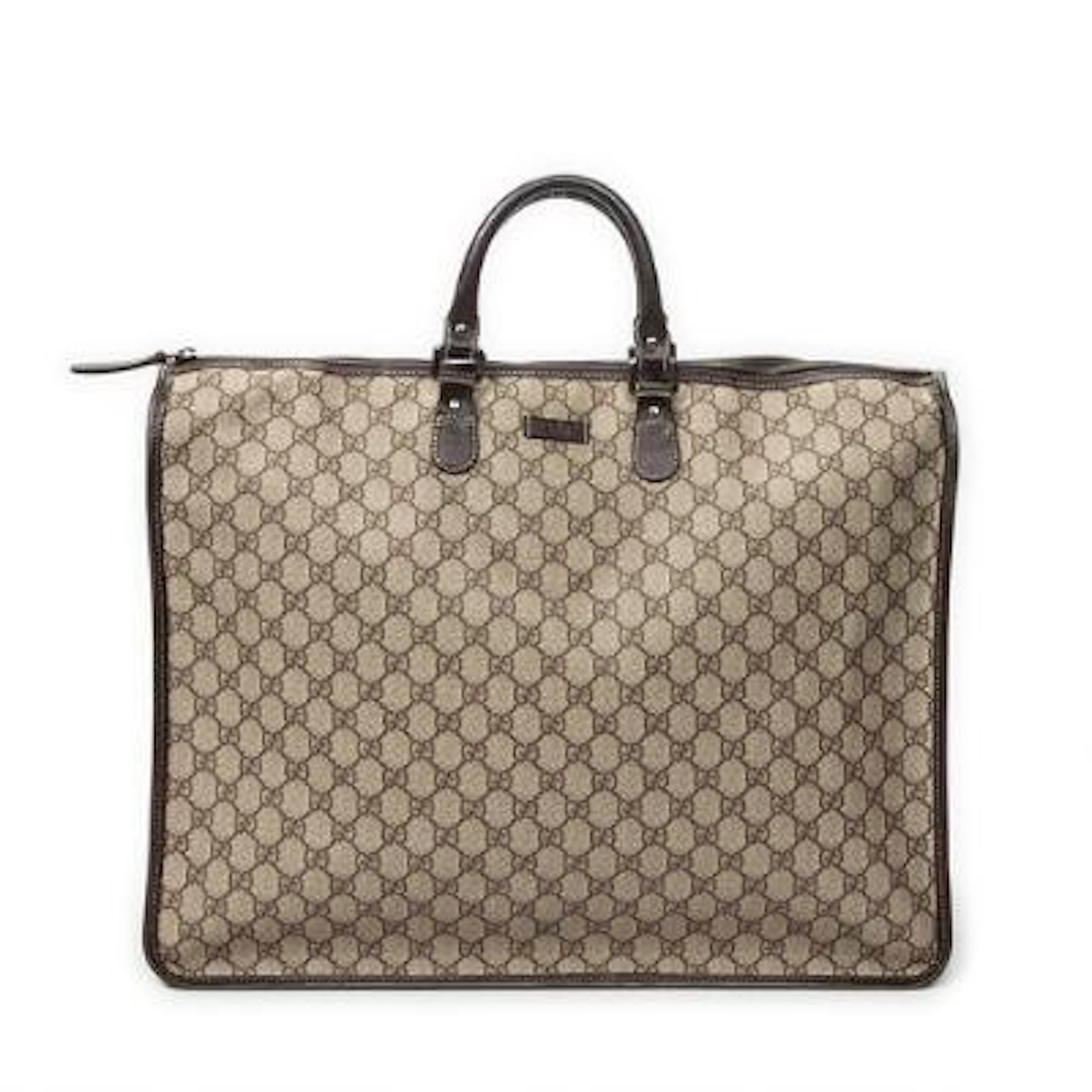 Gucci: A "Large Square Tote" in beige/brown monogram coated canvas