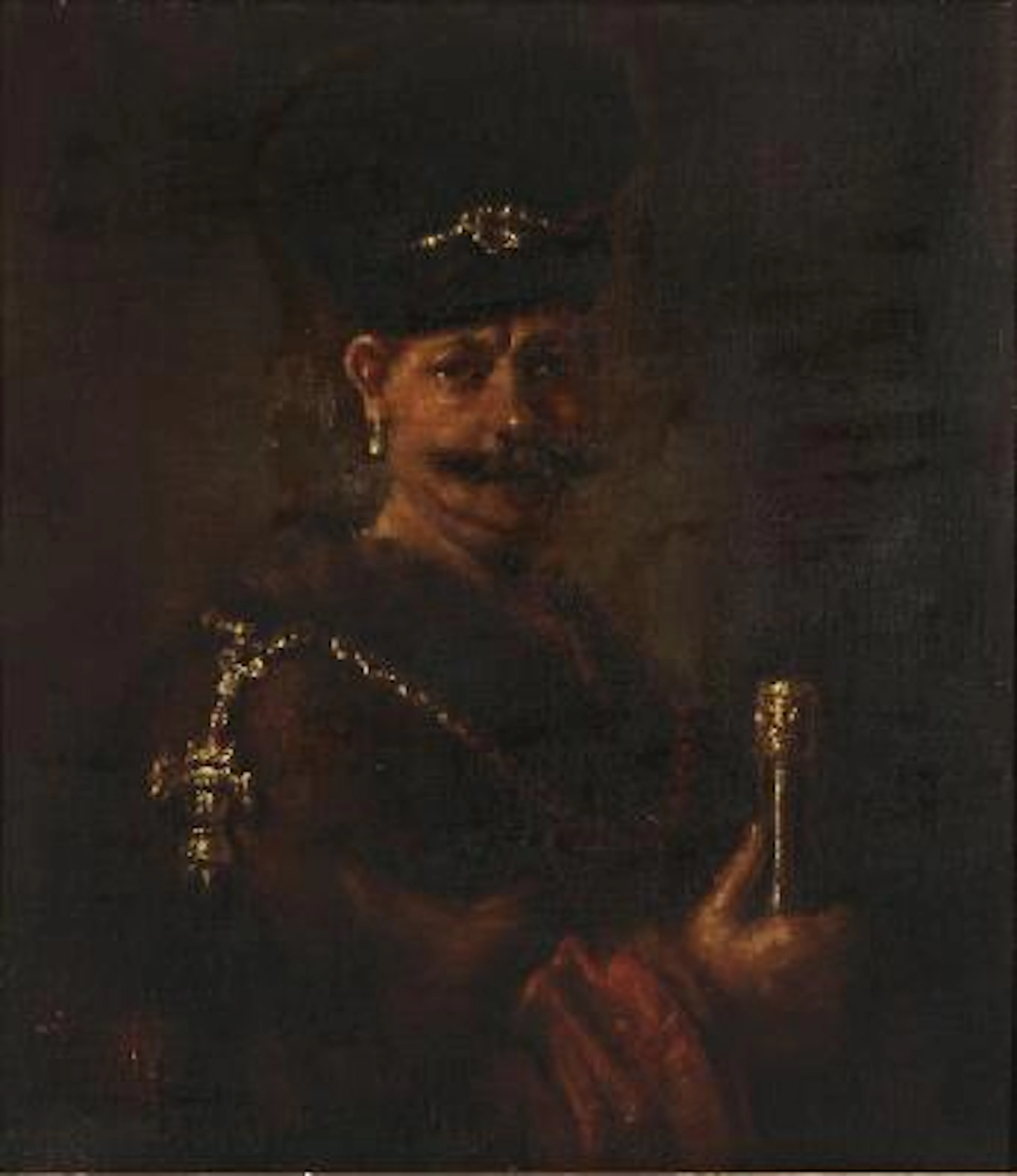 Rembrandt van Rijn: A Polish Nobleman. Unsigned. Oil on canvas. 77