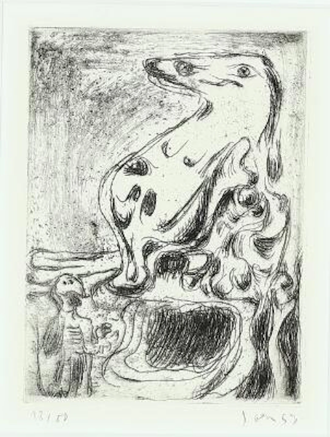 Asger Jorn: Composition from "Schweizer Suite". Signed Jorn 53, 13/50.