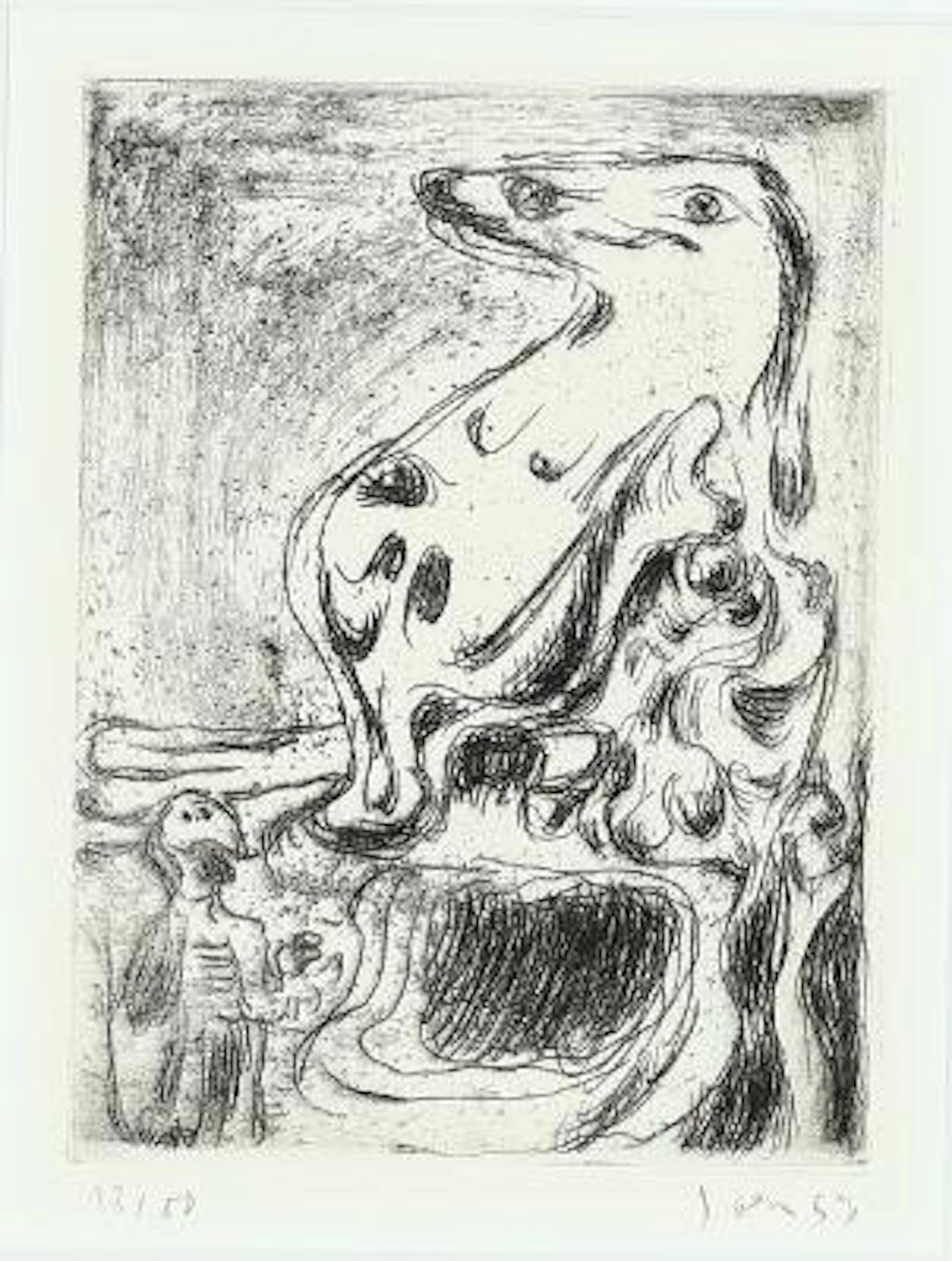 Asger Jorn: Composition from "Schweizer Suite". Signed Jorn 53, 13/50.