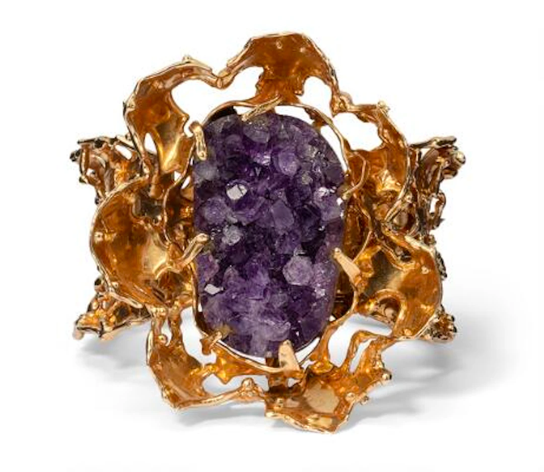 John Rørvig: An openable amethyst bangle set with a large amethyst