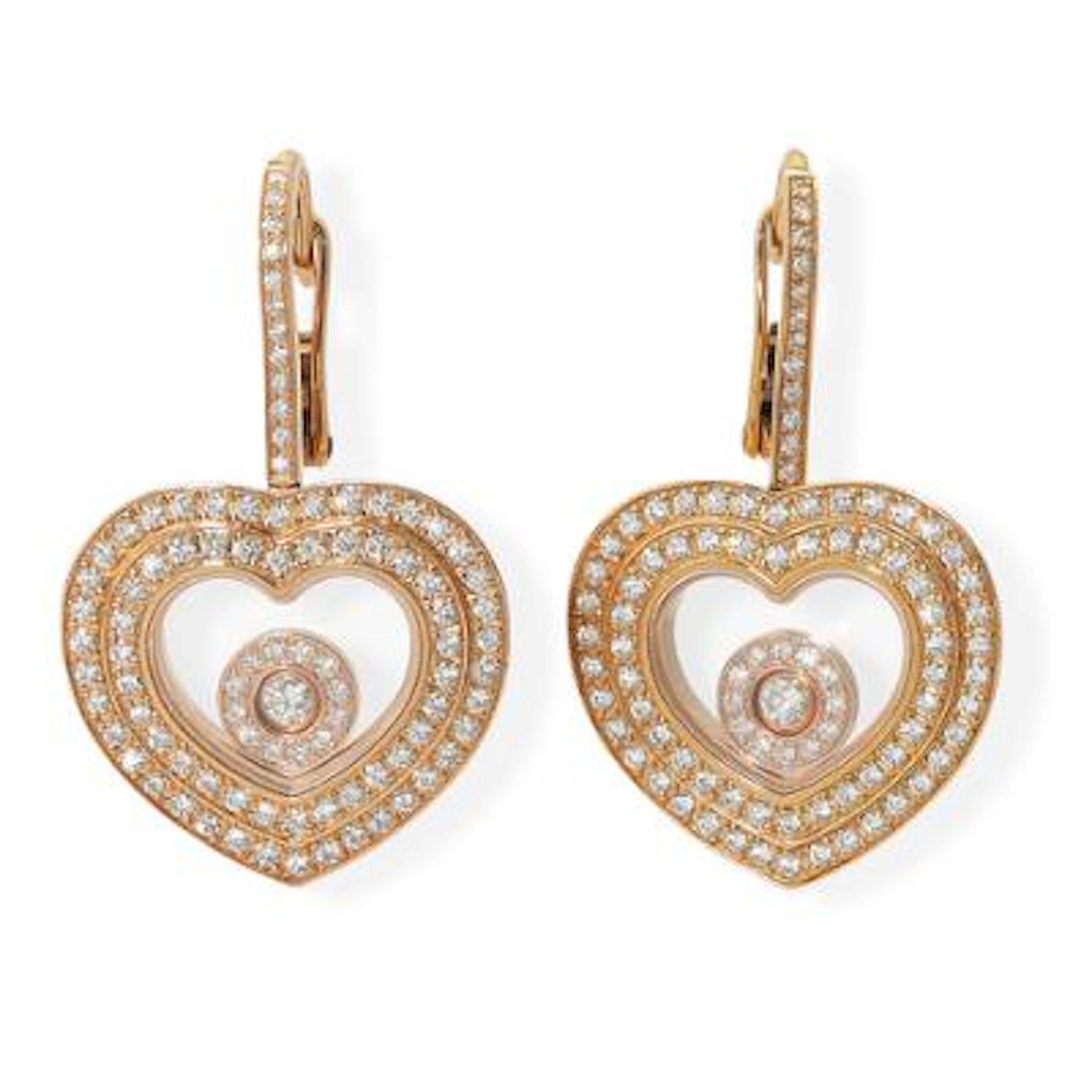 Chopard: A pair of "Happy Diamonds" ear pendants each set with diamonds