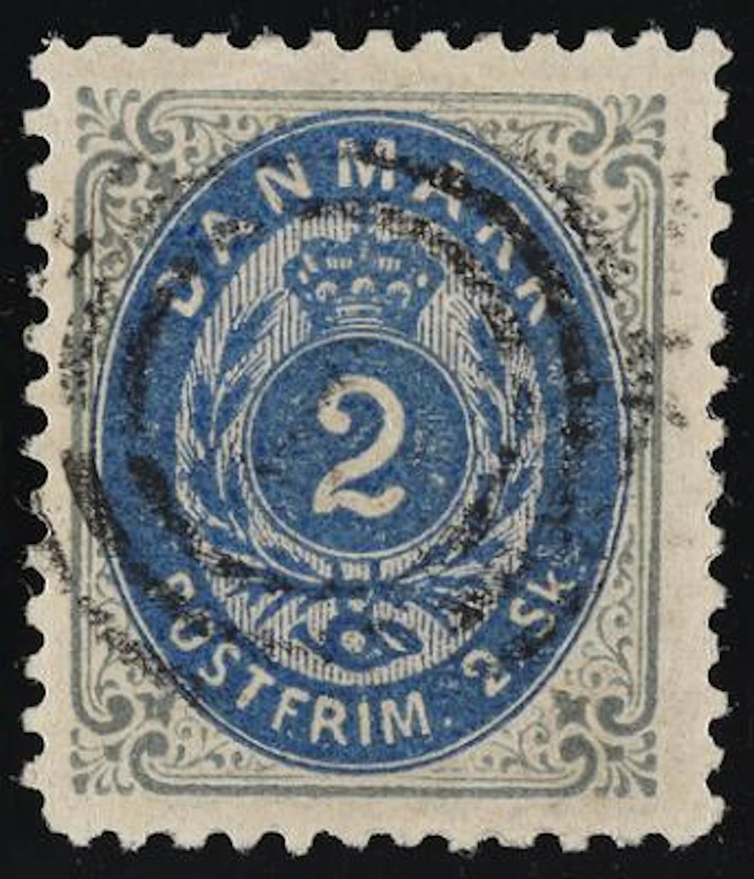 1870. 2 sk. grey/blue. Line-perforated 12 1/2. Most beautiful copy