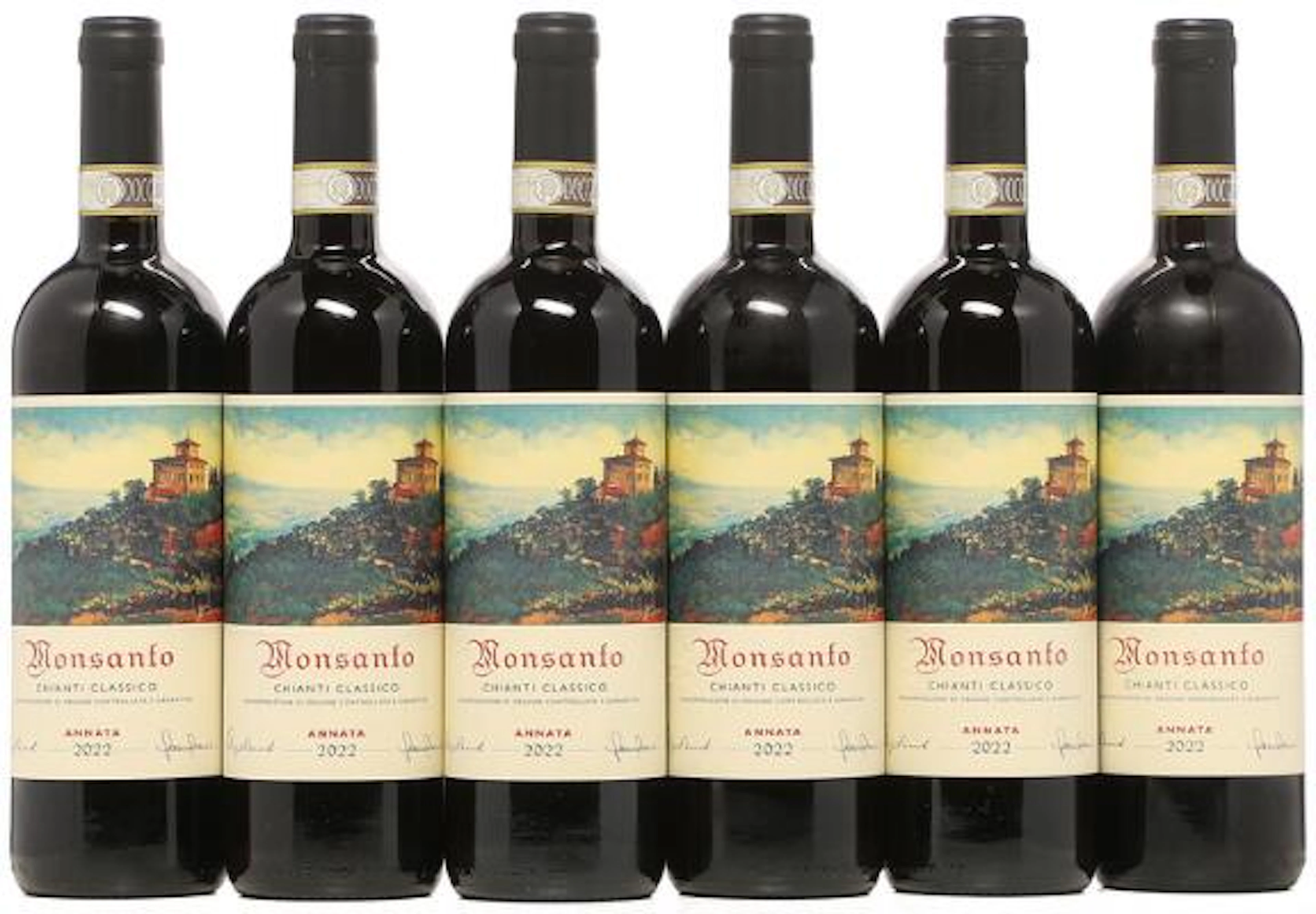 6 bts. Chianti Classico, Monsanto, Fabrizio Bianchi 2022 A (hf/in).