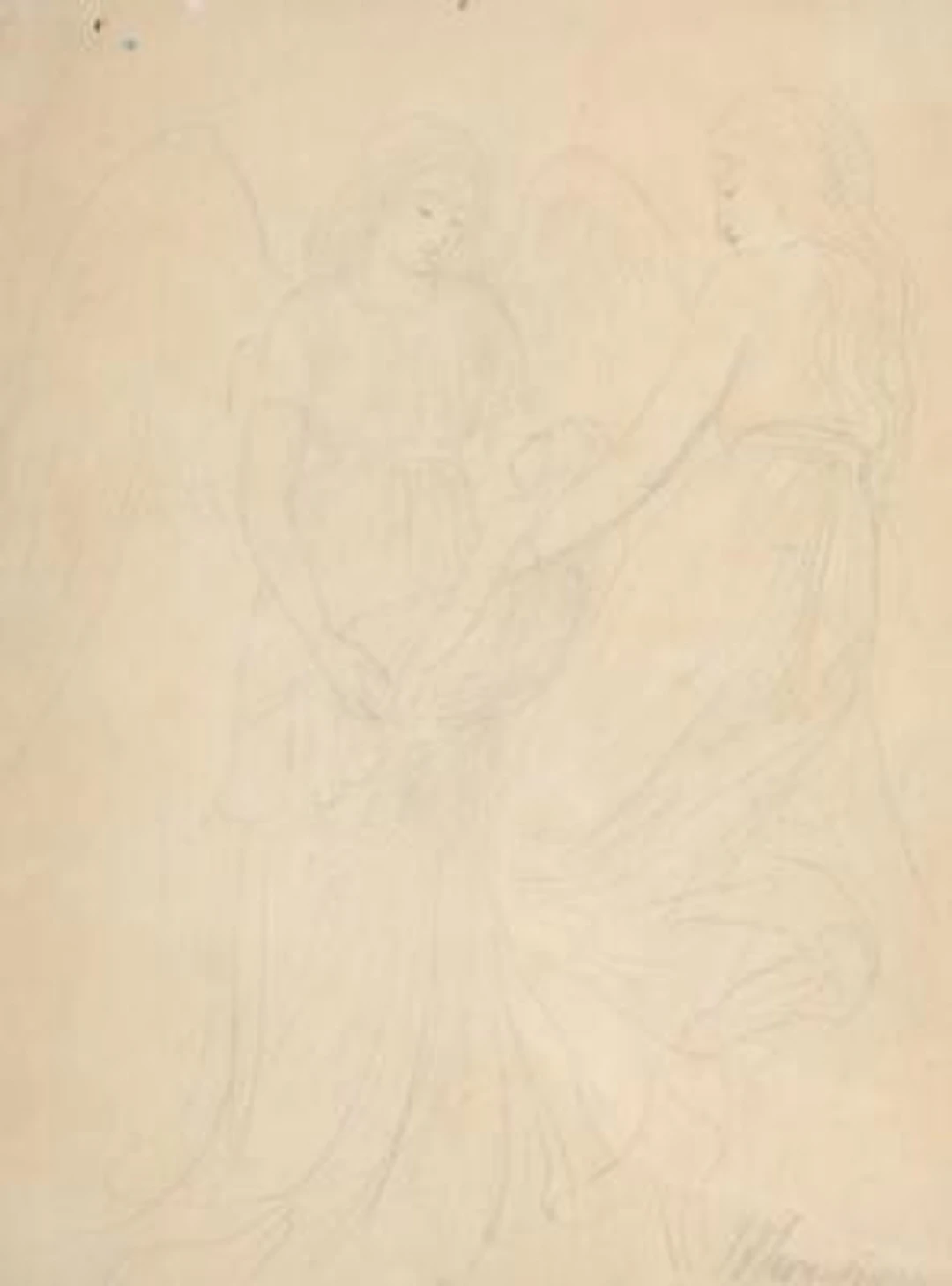 Jens Adolf Jerichau: The child is picked up by an angel. Signed J.A.