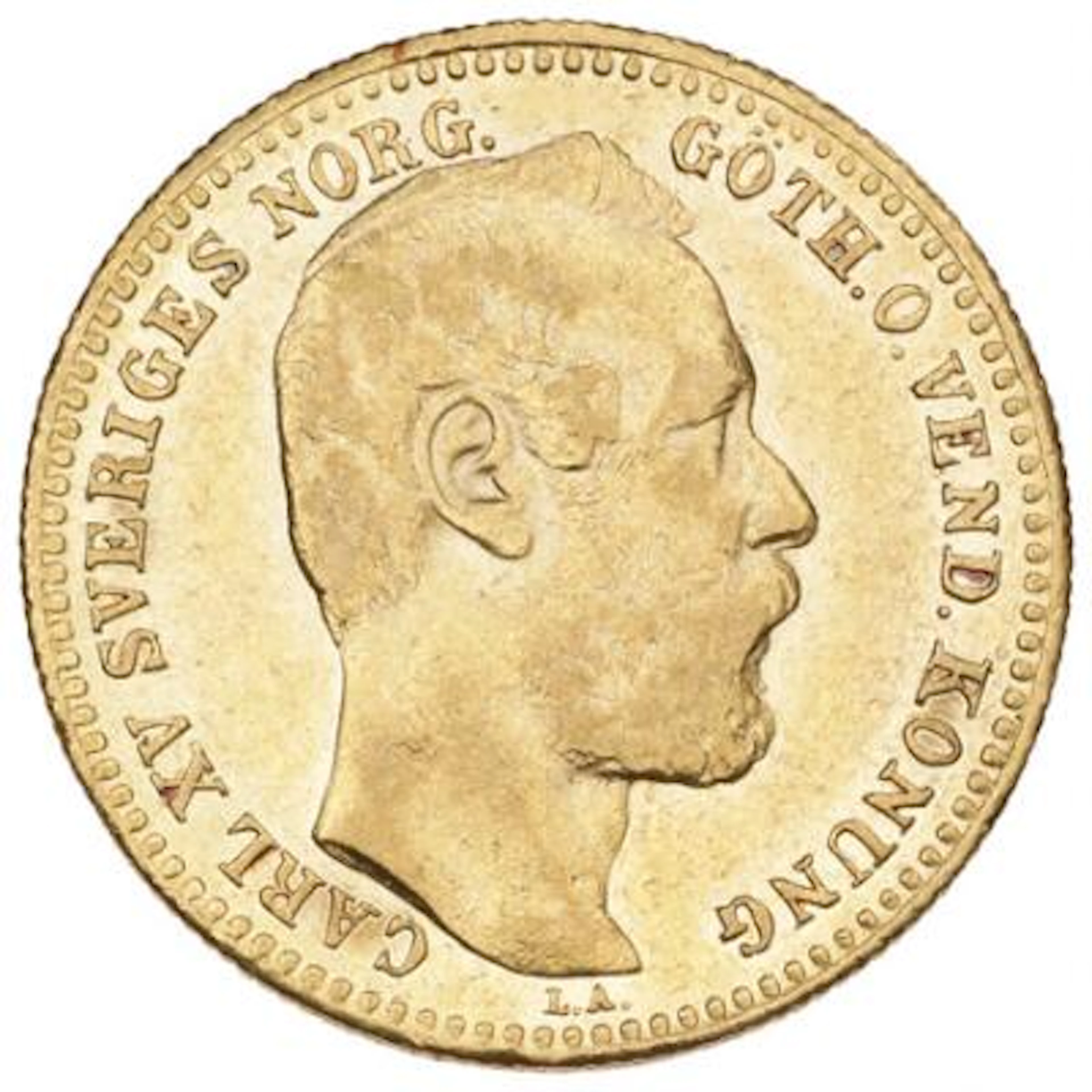 Sweden, Carl XV, 1 Carolin / 10 Francs 1868, SM 10, F 92 – Bruun Rasmussen
