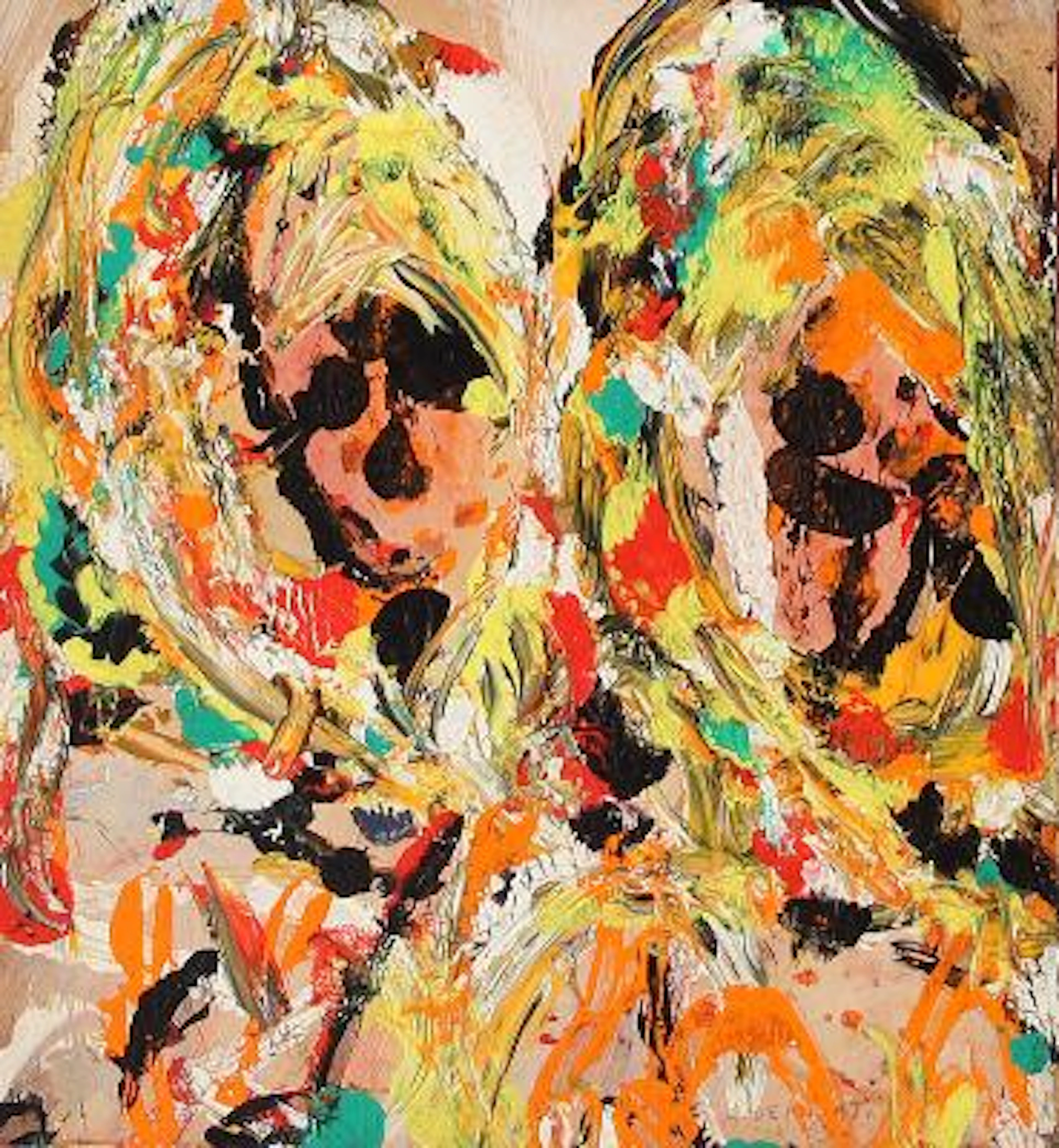 Amine Demnati: Two women. Signed A. Demnati 65. Oil on panel. 20 ×