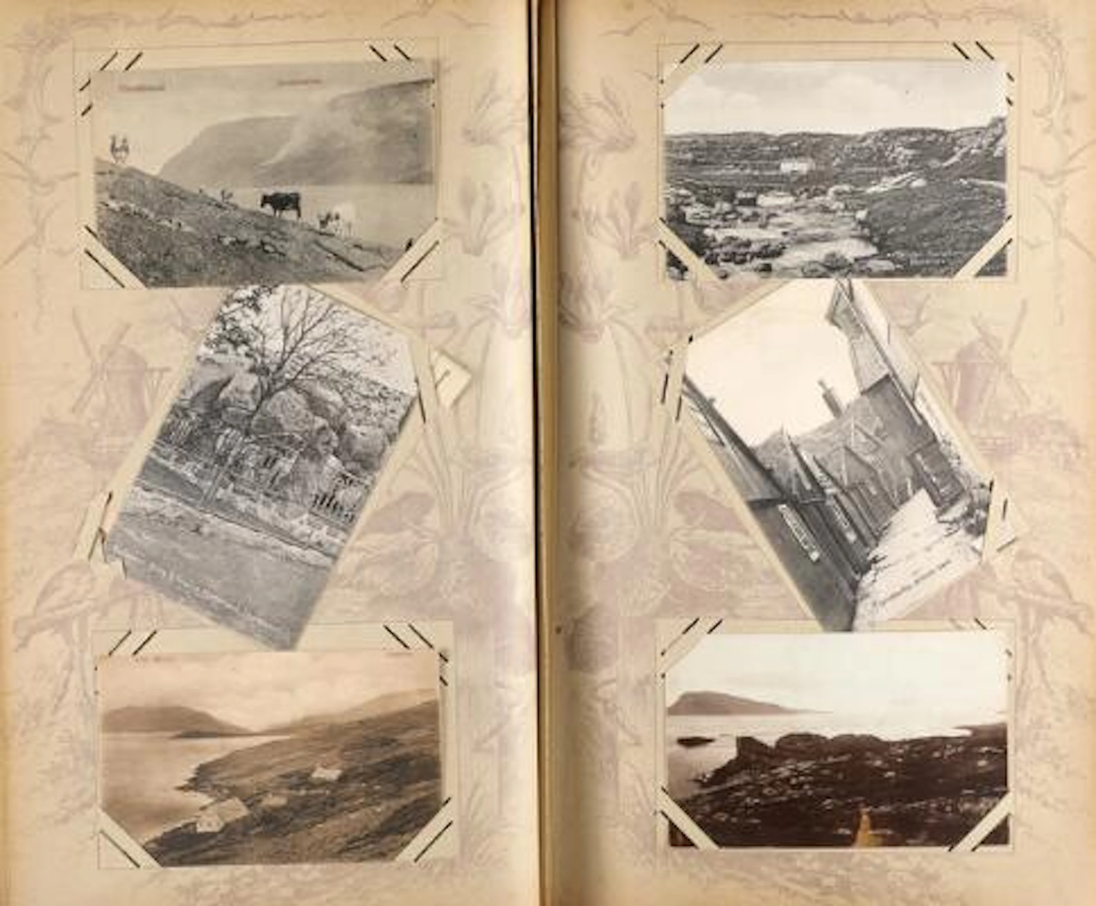 Postcards. Old album with ca. 100 cards (incl. a few from Iceland).