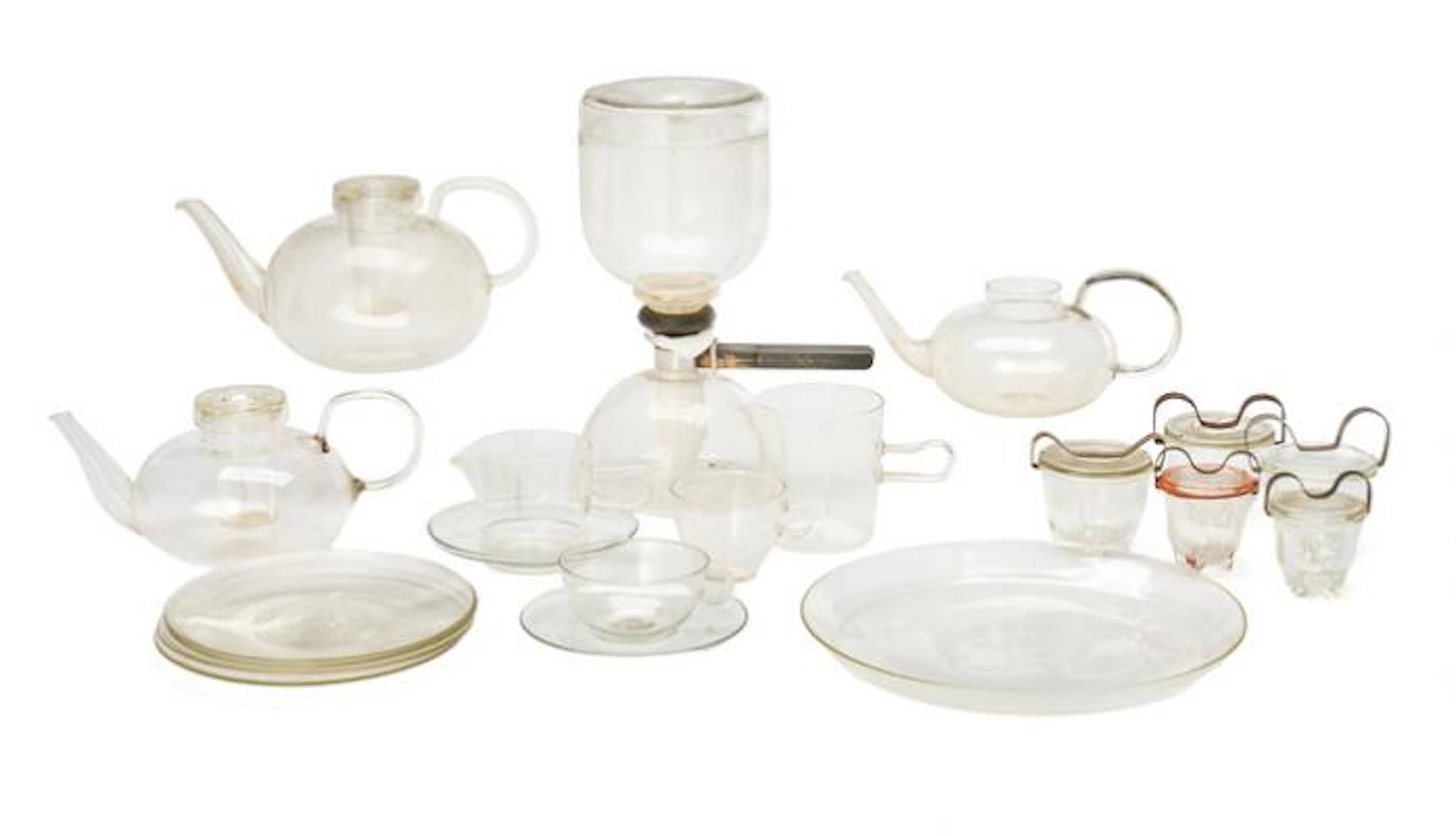 Wilhelm Wagenfeld a. others: Bauhaus glass tea and coffee set. Produced