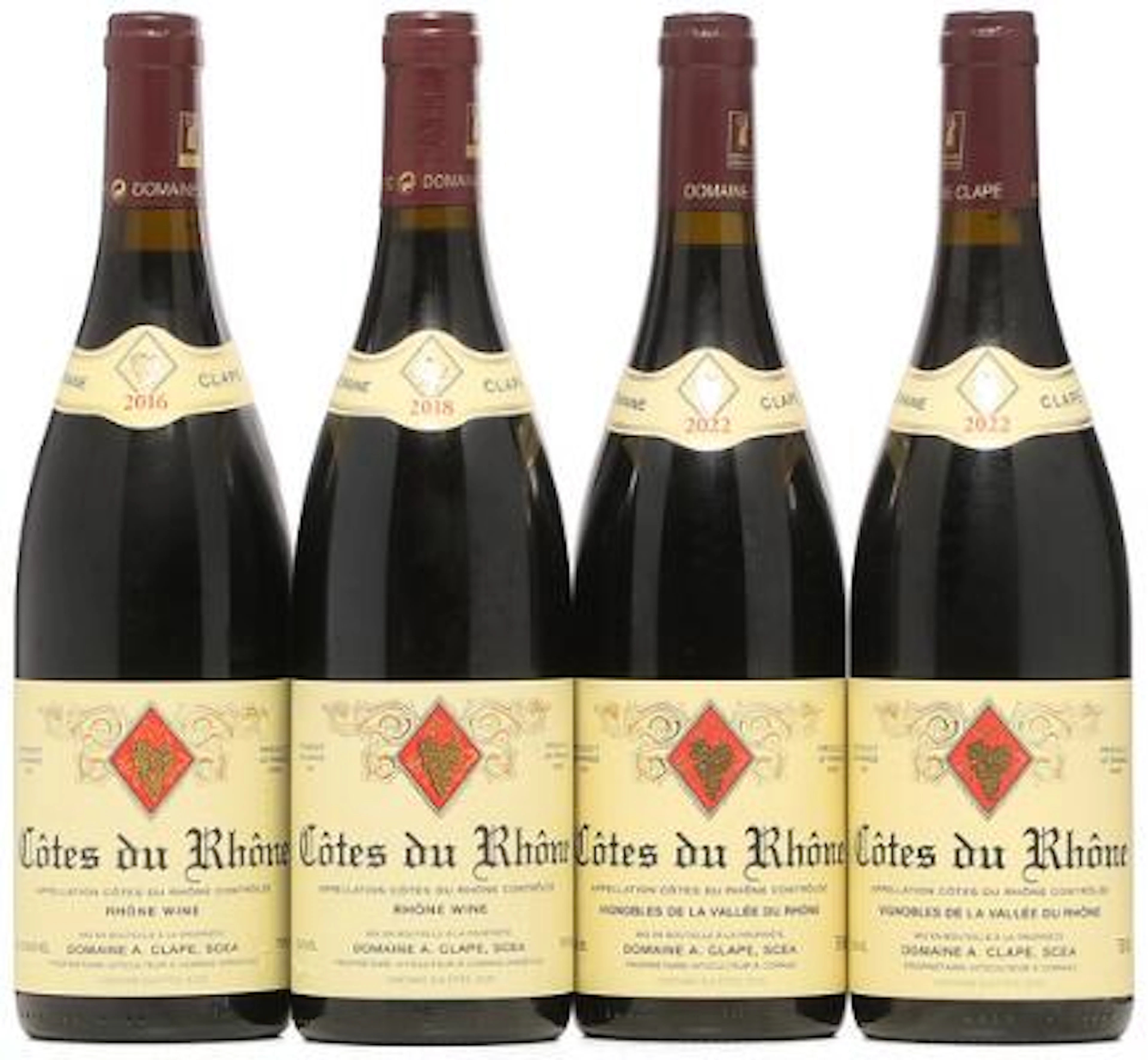 1 bt. Côtes du Rhône, A. Clape 2016 A (hf/in). etc. Total 4 bts. –