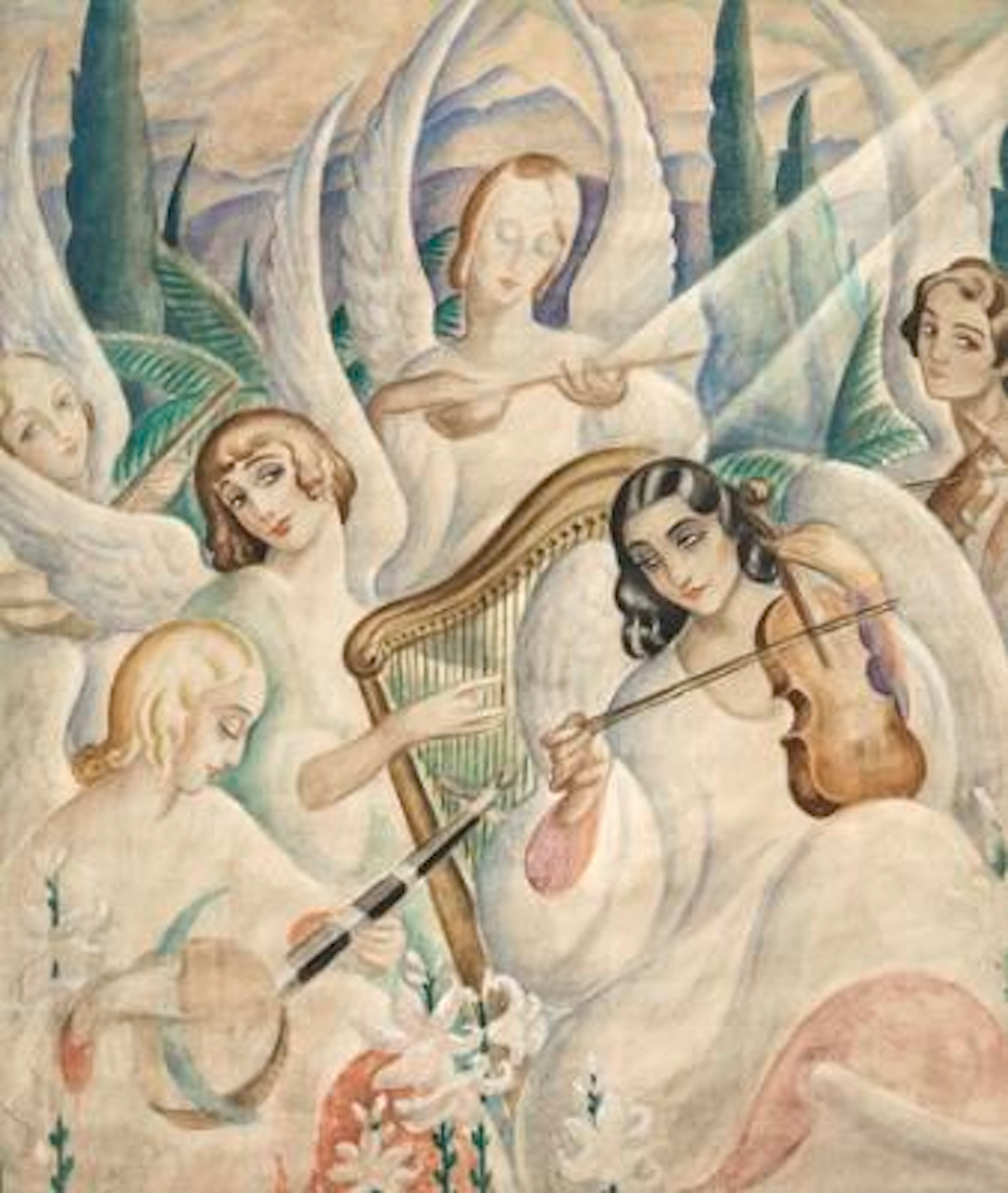 Gerda Wegener: "Le Concert de Bach", c. 1936. Unsigned. Watercolour