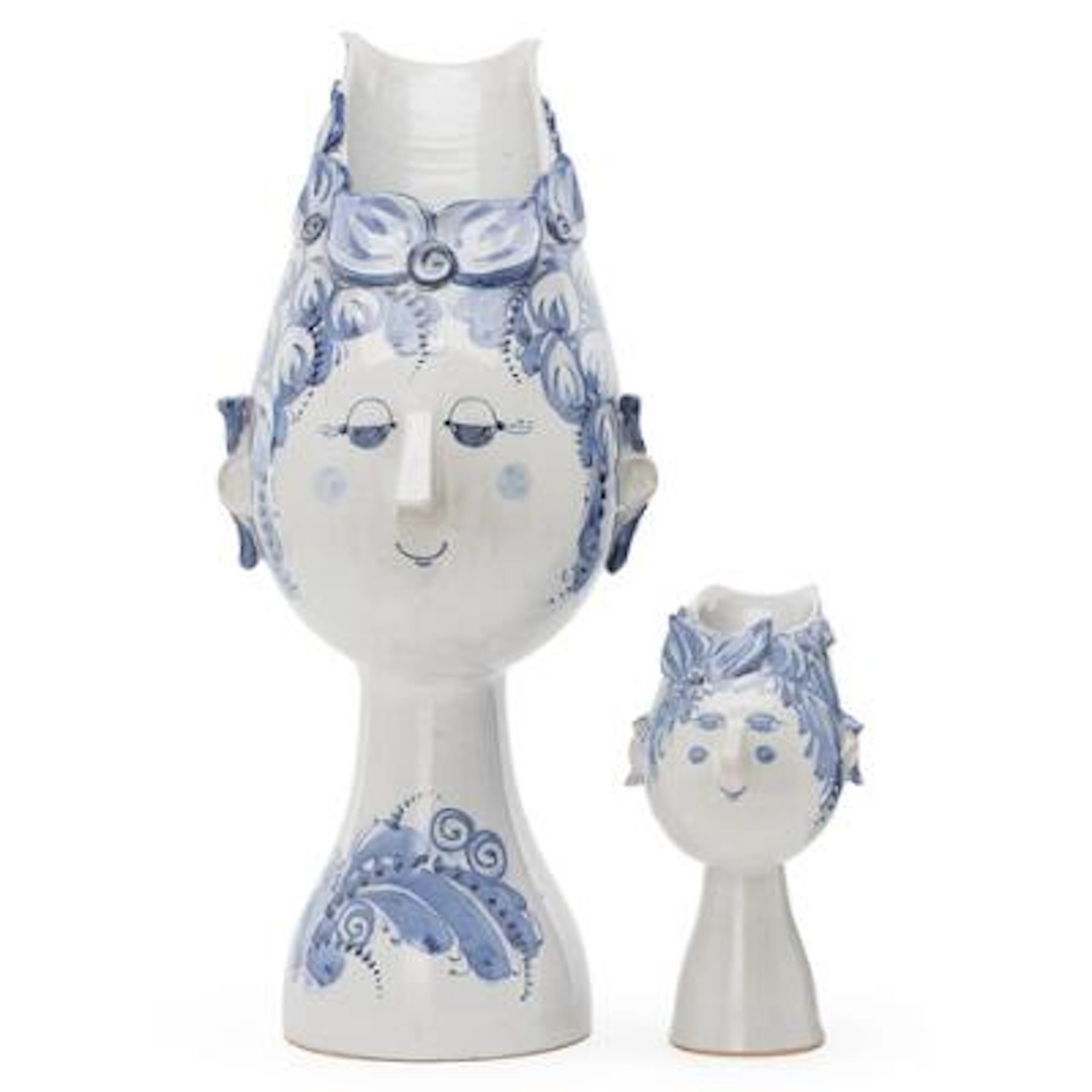 Bjørn Wiinblad: Two earthenware vases modelled in the form of female