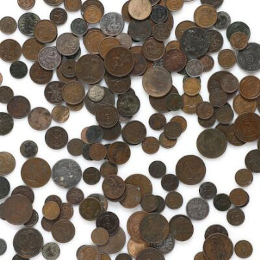 Collection of 1, 2 and 5 øre coins from the period 1874-1926, in total