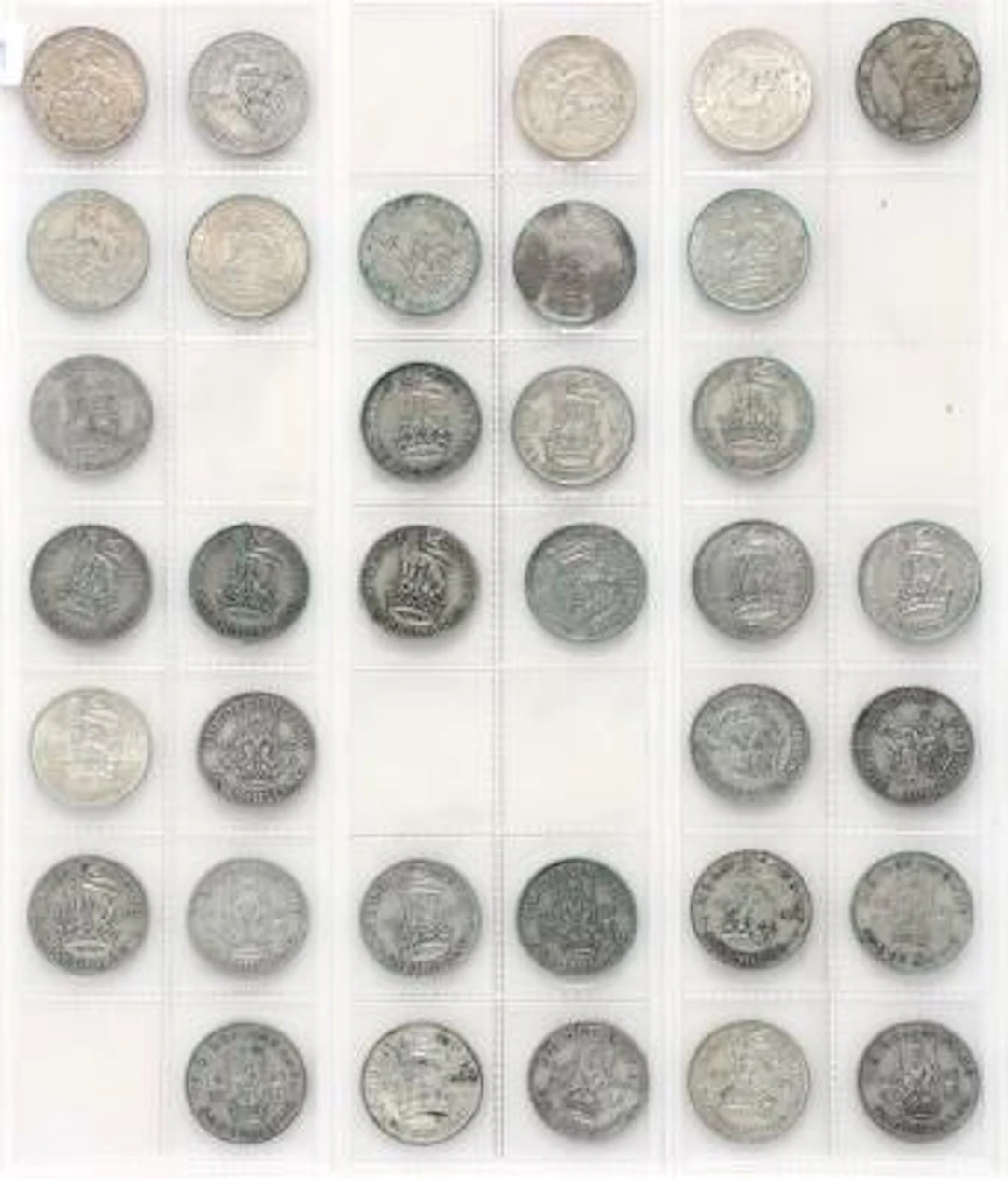 England, collection of coins, in total 199 pcs, incl. Half Crown 1913-1947