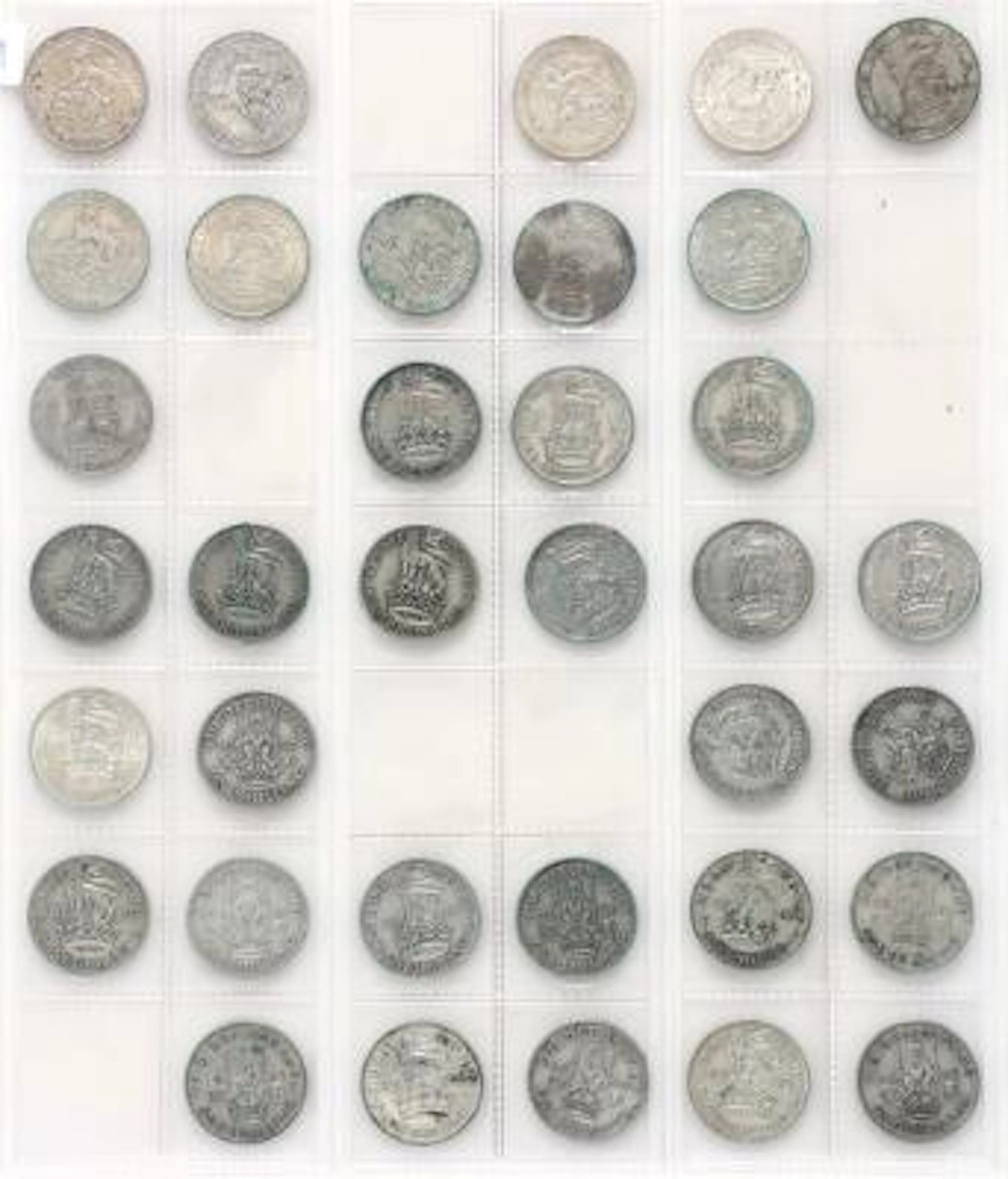 England, collection of coins, in total 199 pcs, incl. Half Crown 1913-1947