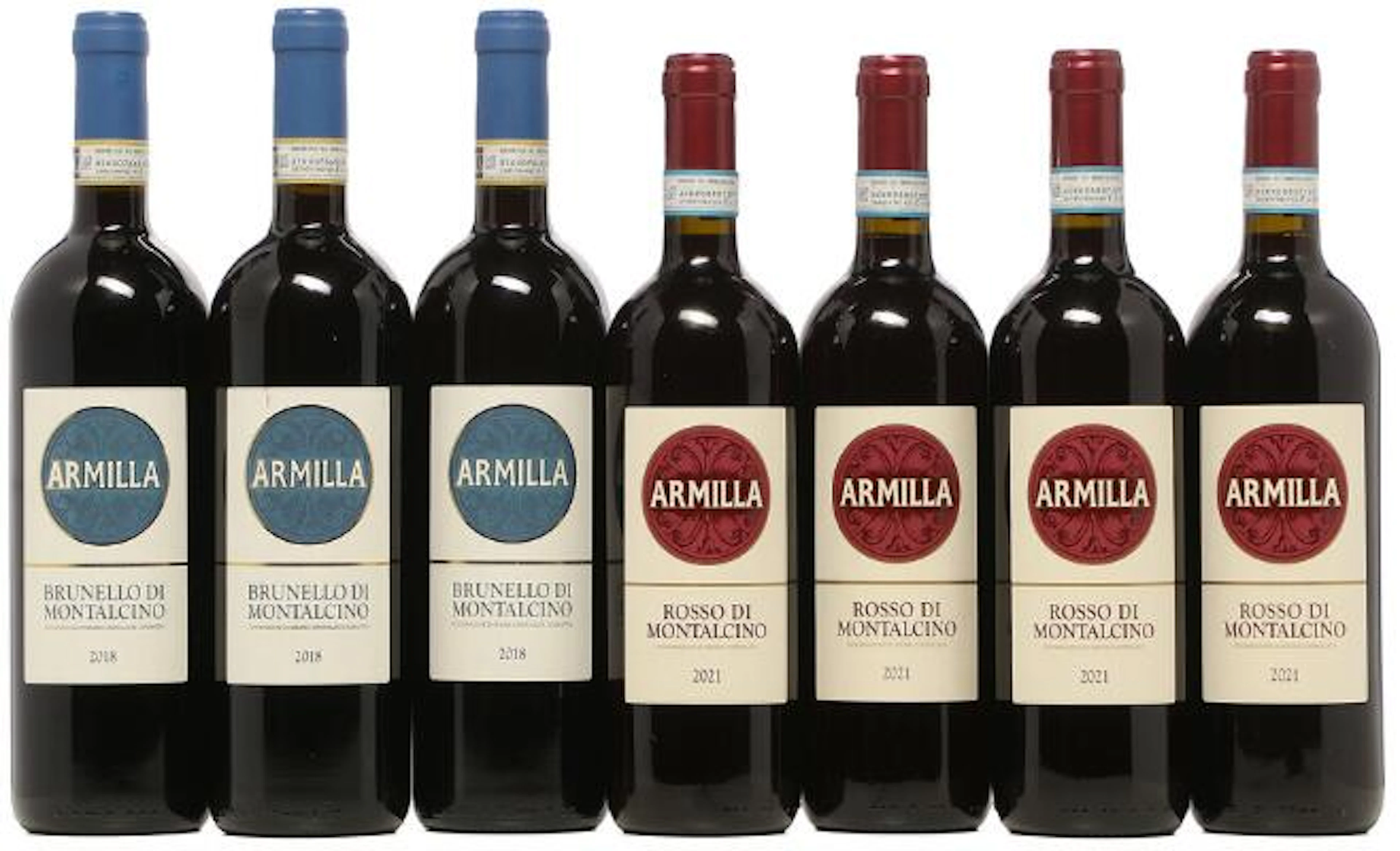 3 bts. Brunello di Montalcino, Armilla 2018 A (hf/in). etc. Total