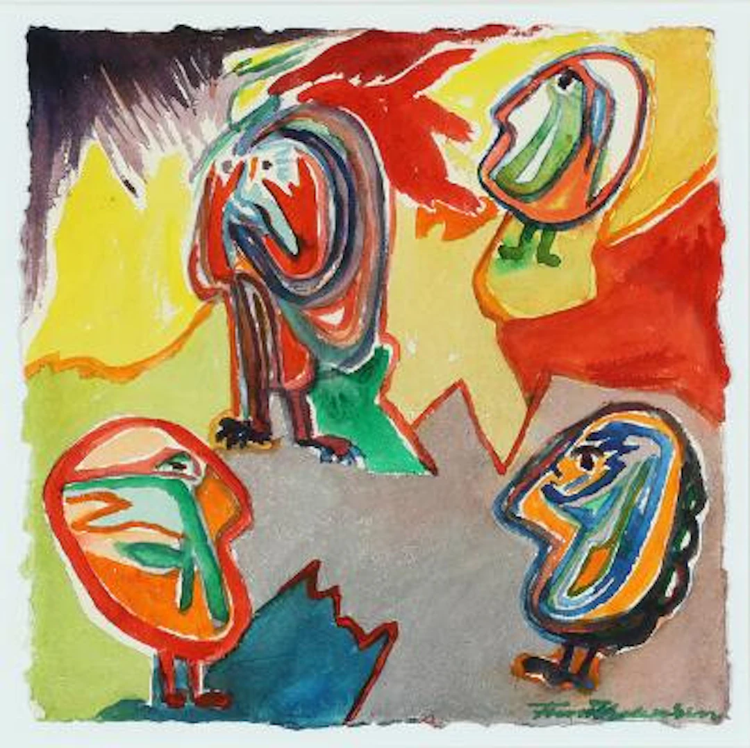 Finn Pedersen: Two compositions. Signed Finn Pedersen. Watercolour