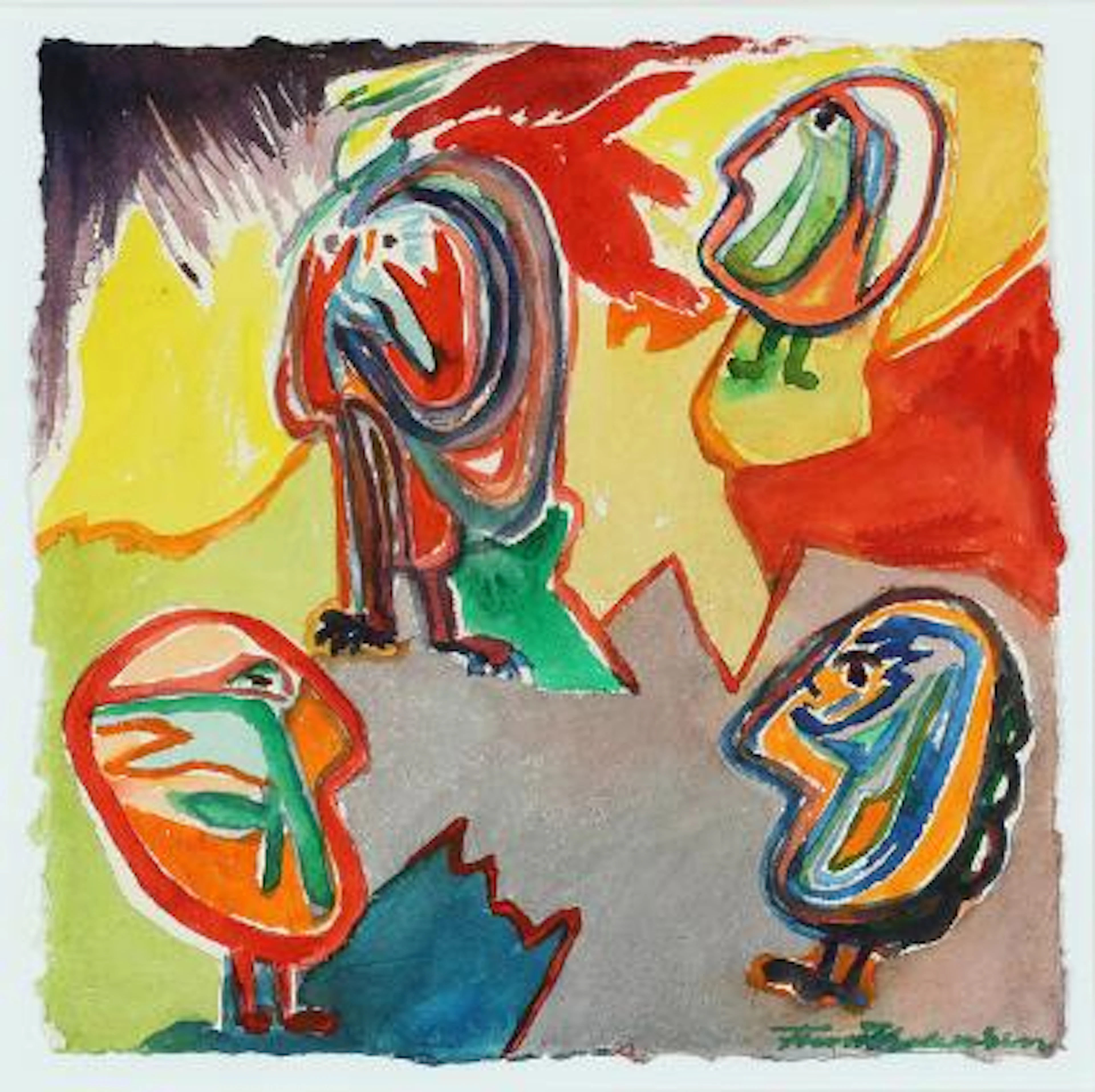 Finn Pedersen: Two compositions. Signed Finn Pedersen. Watercolour