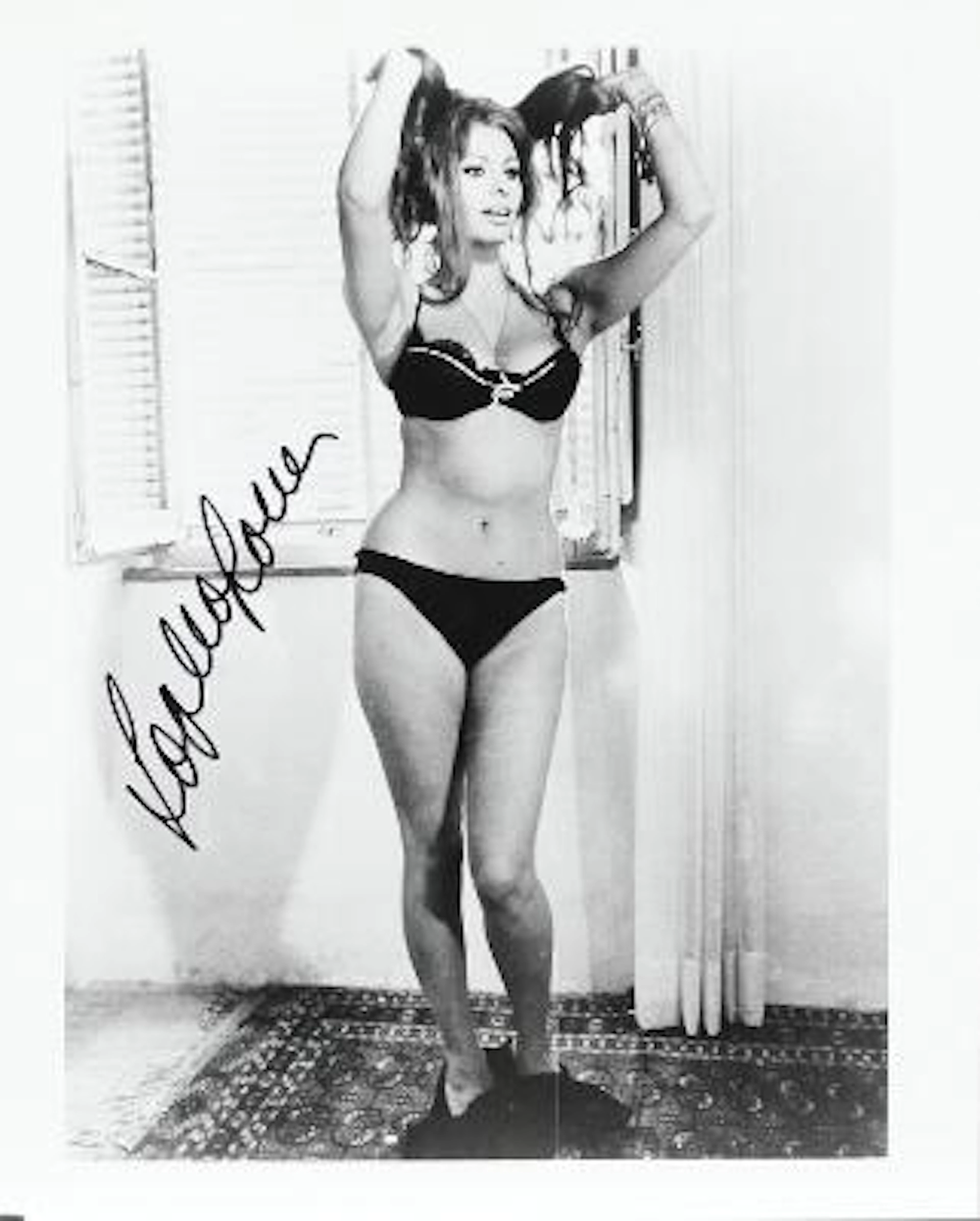 Signed black-and-white still photograph of Italian actress Sophia