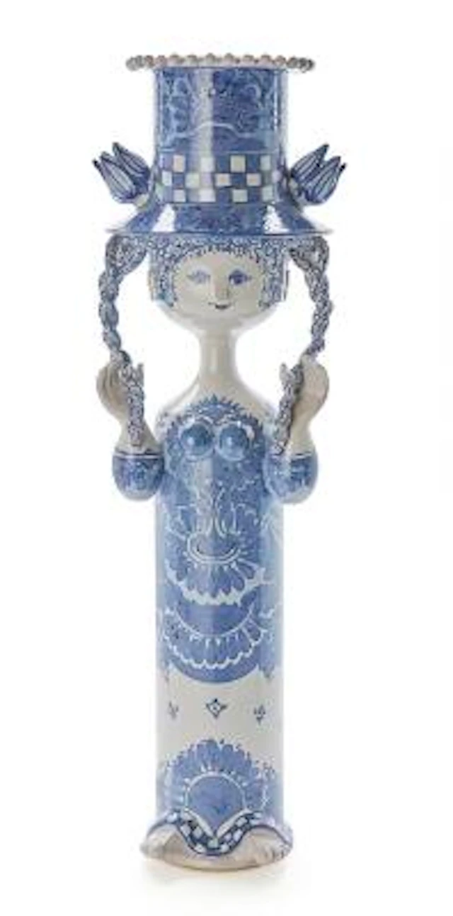 Bjørn Wiinblad: An earthenware flower stand/sculpture, modelled in