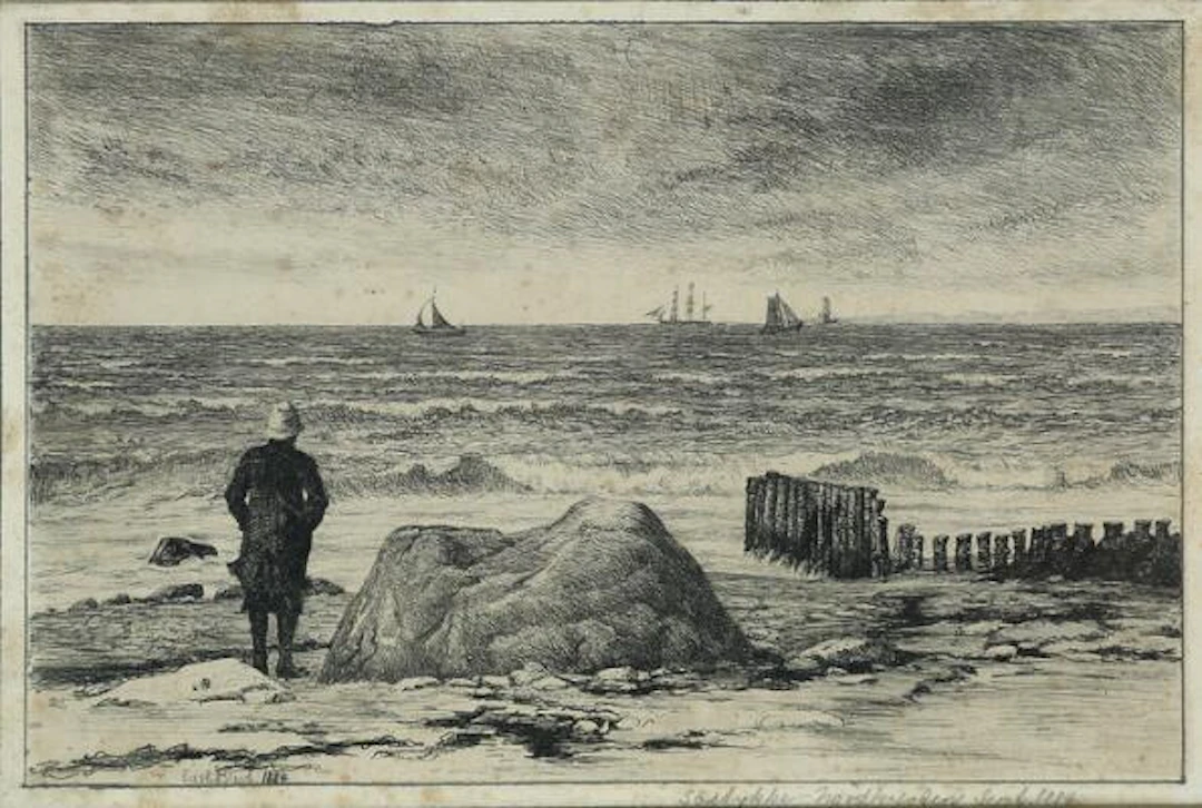 Carl Bloch: Windy weather. Seascape. Signed in print Carl Bloch and