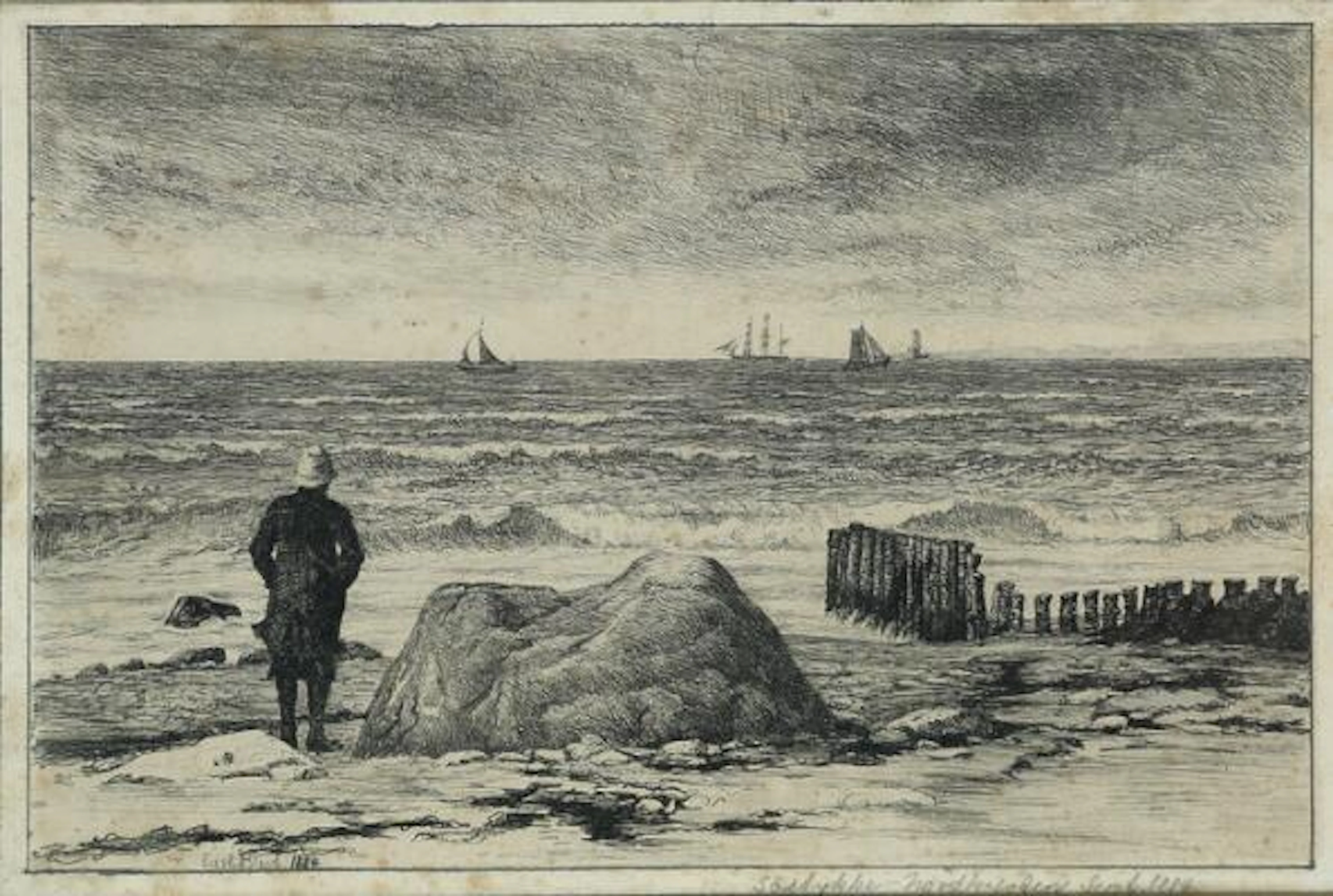 Carl Bloch: Windy weather. Seascape. Signed in print Carl Bloch and