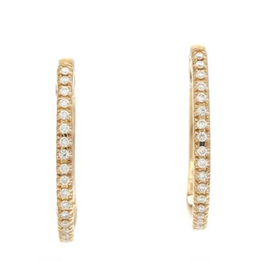 A pair of diamond ear hoops set with brilliant-cut diamonds weighing