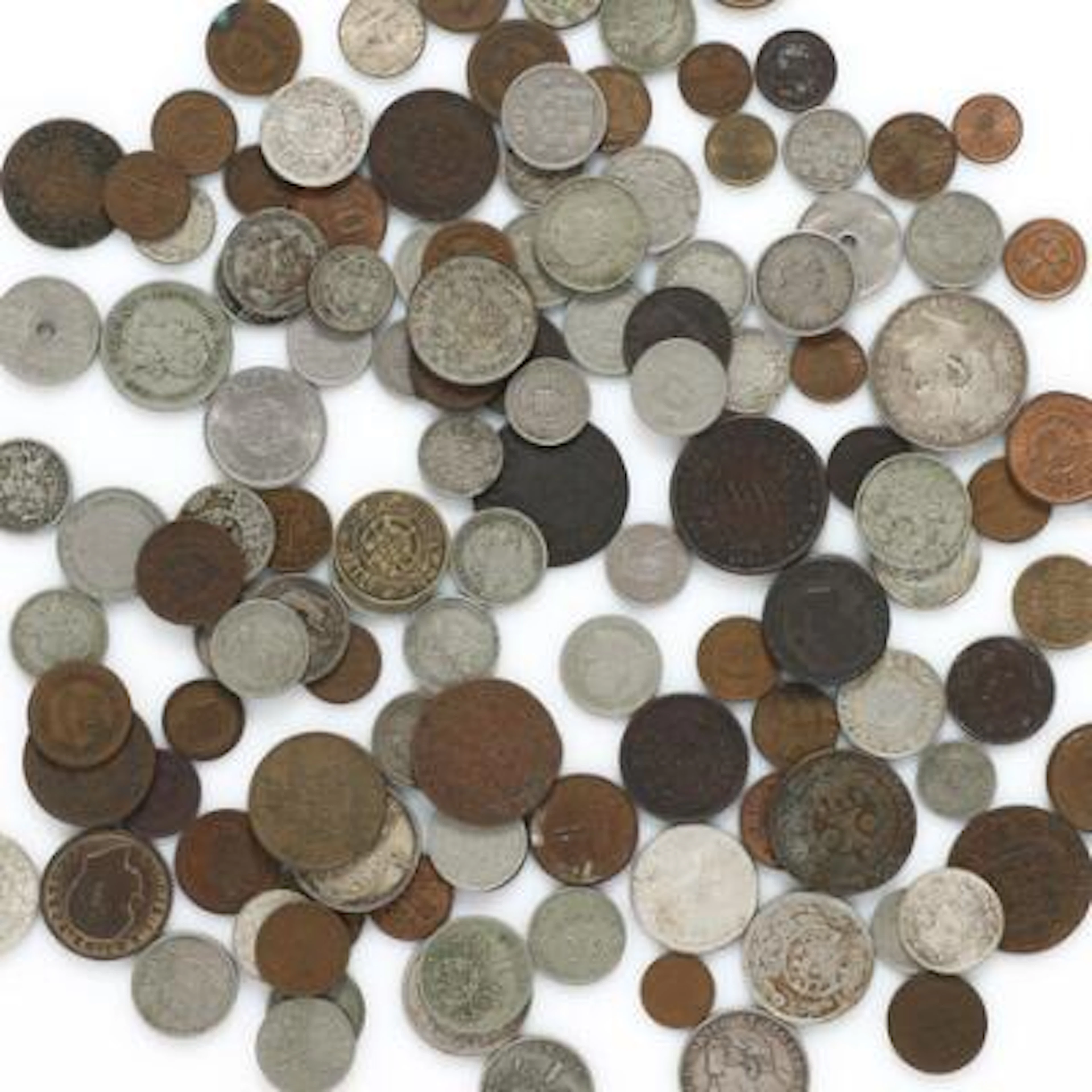 Box with coins from Cape Verde, Portugal, Portuguese Guinea, Portuguese