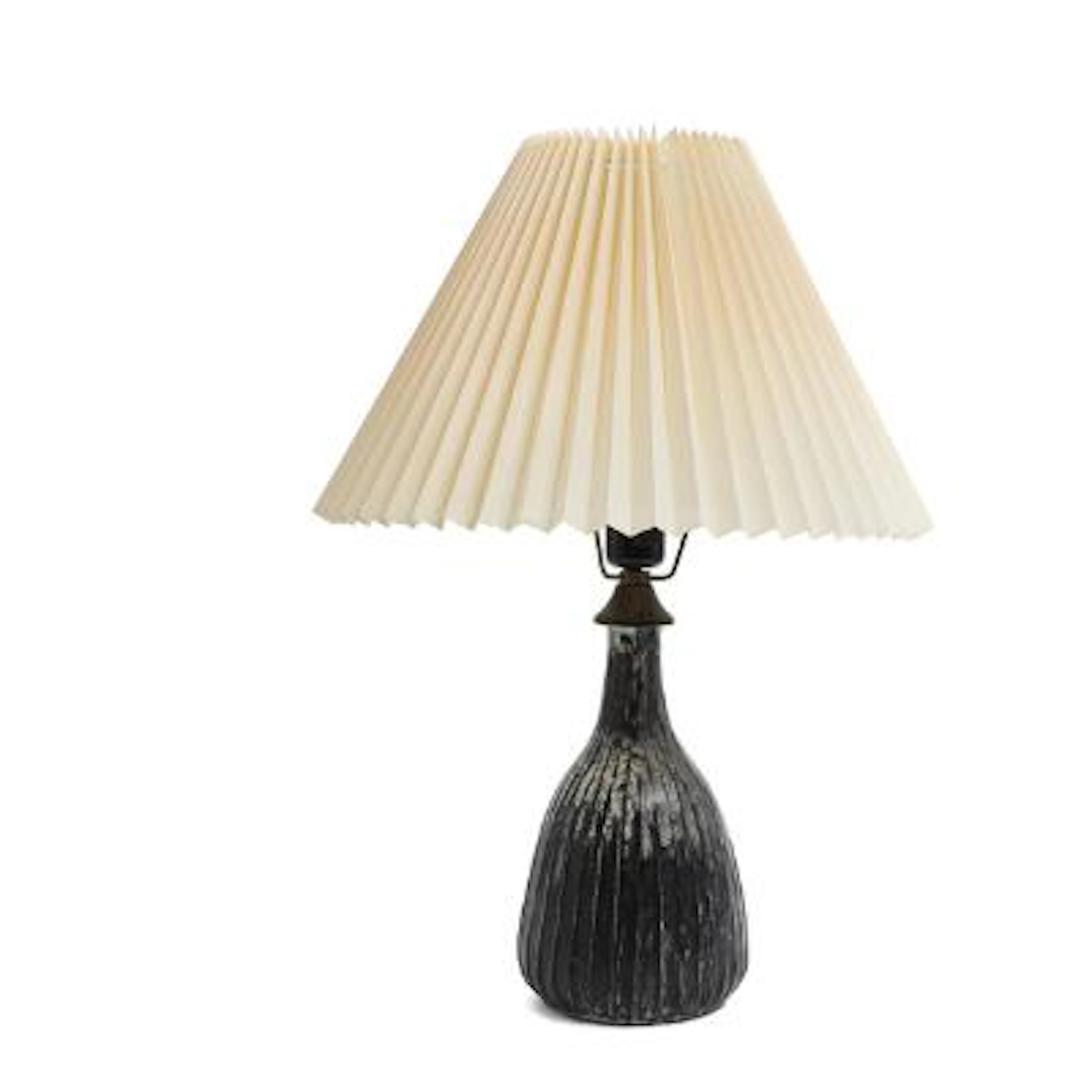 Kähler: An earthenware table lamp with black/white double glaze. Signed
