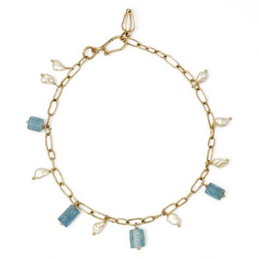 Natascha Trolle: An aquamarine and pearl, mounted in 18k gold. L.